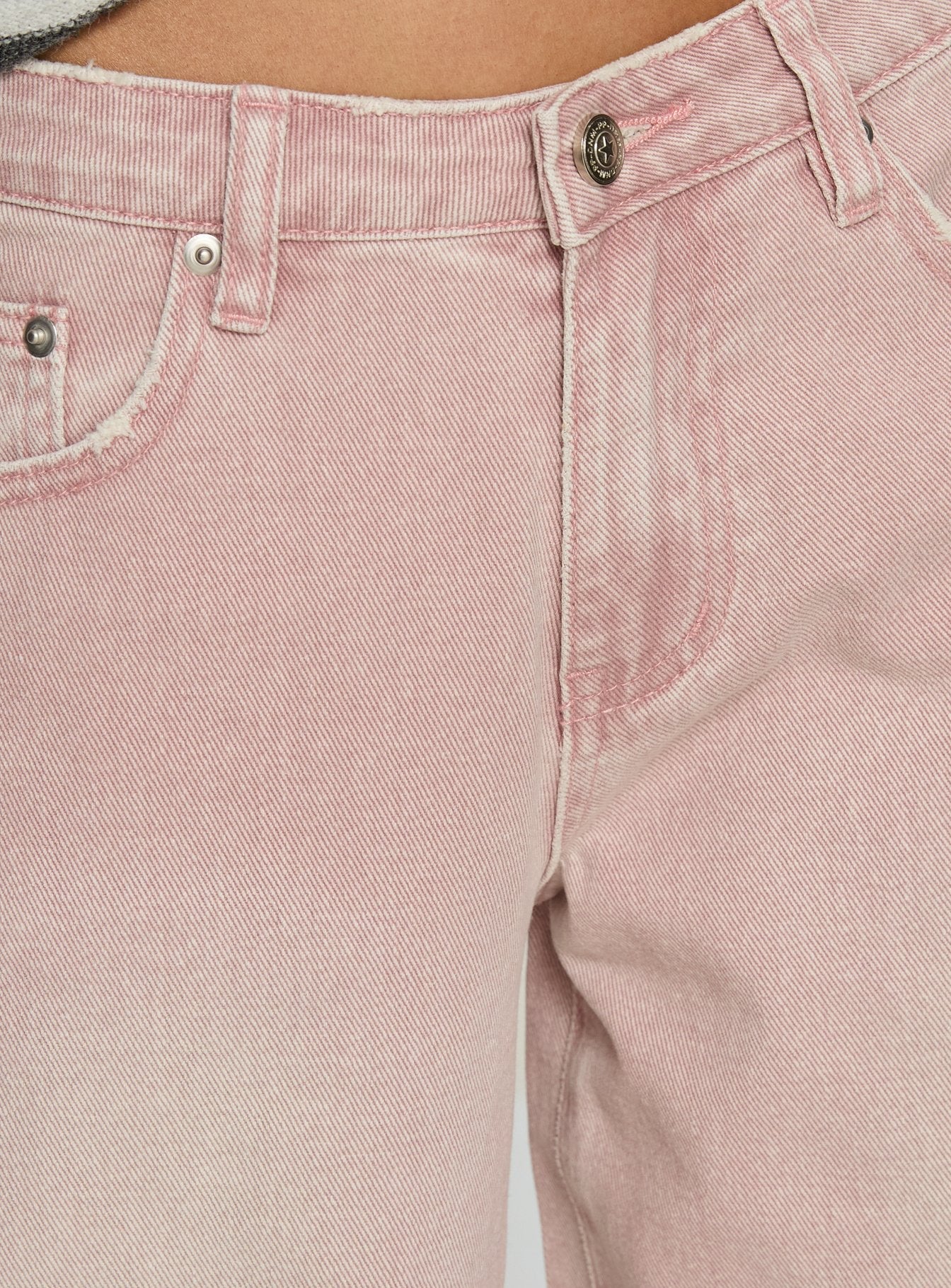 Lucky Dip Mid Rise Straight Leg Jeans Washed Pink women's denim jeans by Ellevoria