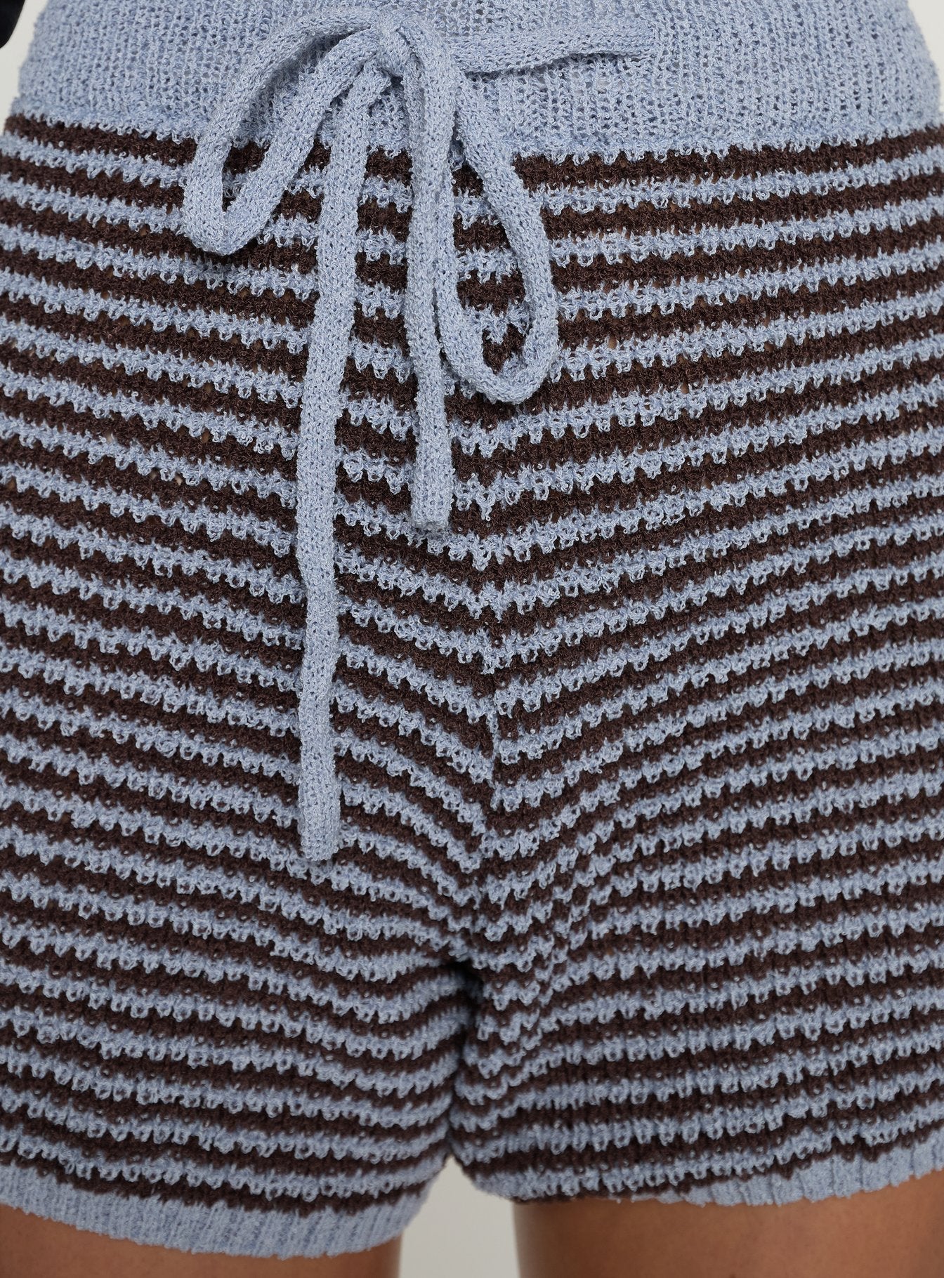Serenique Knit Shorts Blue / Chocolate women's two piece set by Ellevoria
