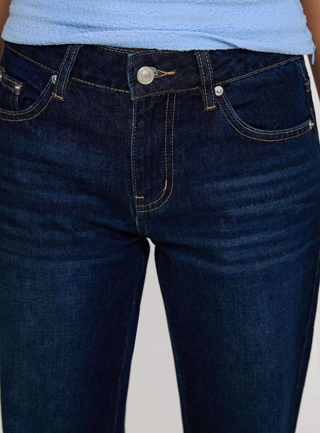 Rearview Low Rise Bootleg Jeans Dark Blue women's denim jeans by Ellevoria