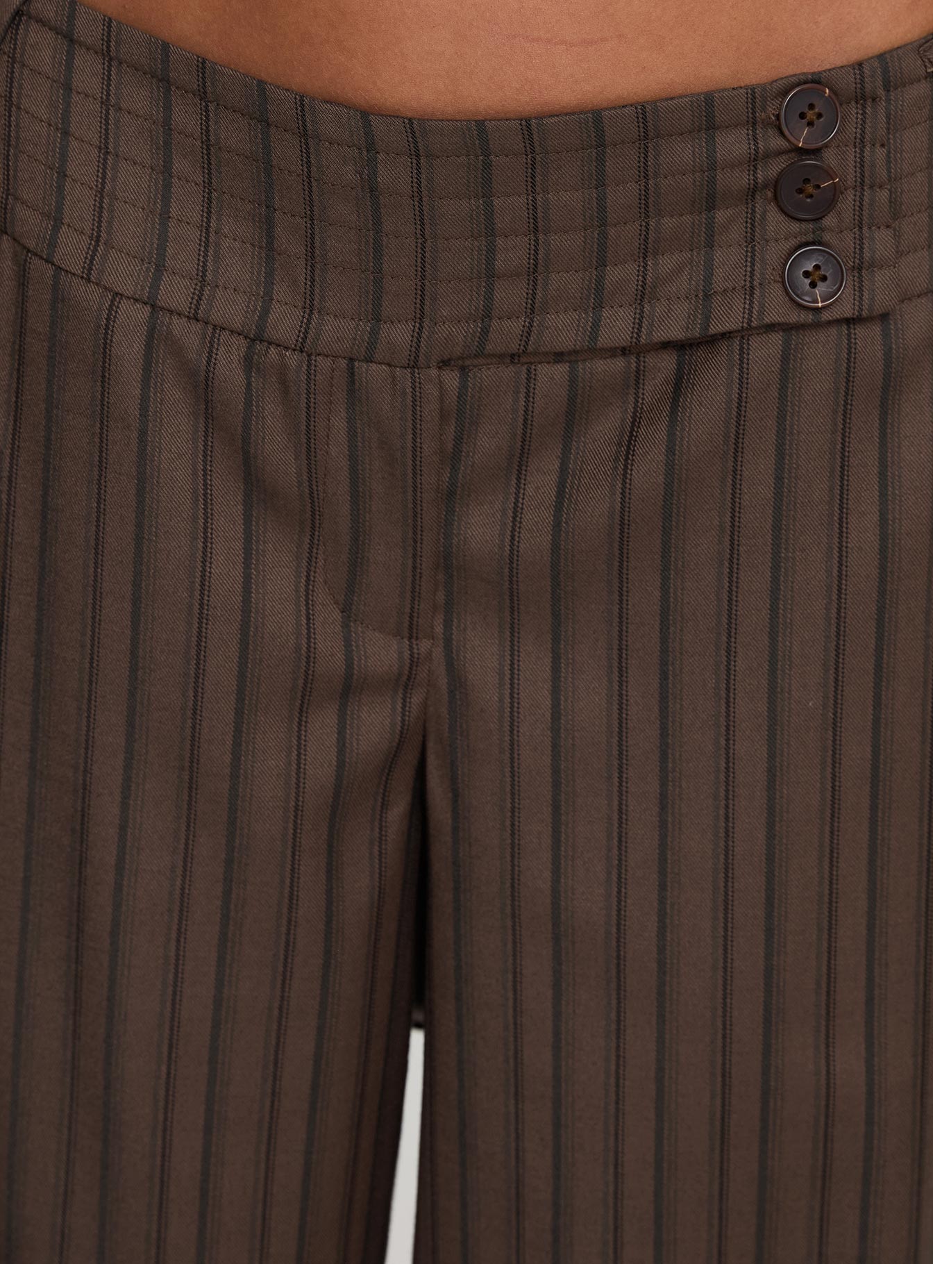 Cedars Low Rise Pant Brown Stripe - loose fit women's bottoms by Ellevoria