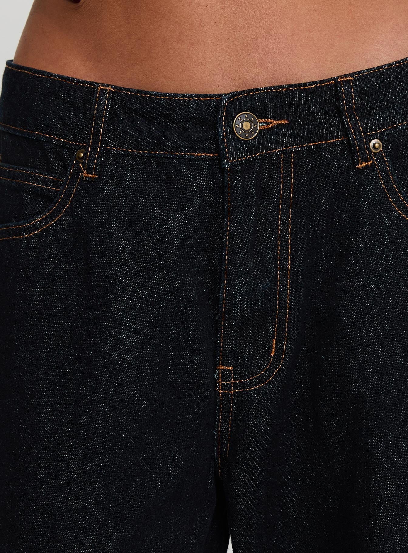 Top Model Low Rise Straight Leg Cuffed Jean Dark Denim women's denim jeans by Ellevoria