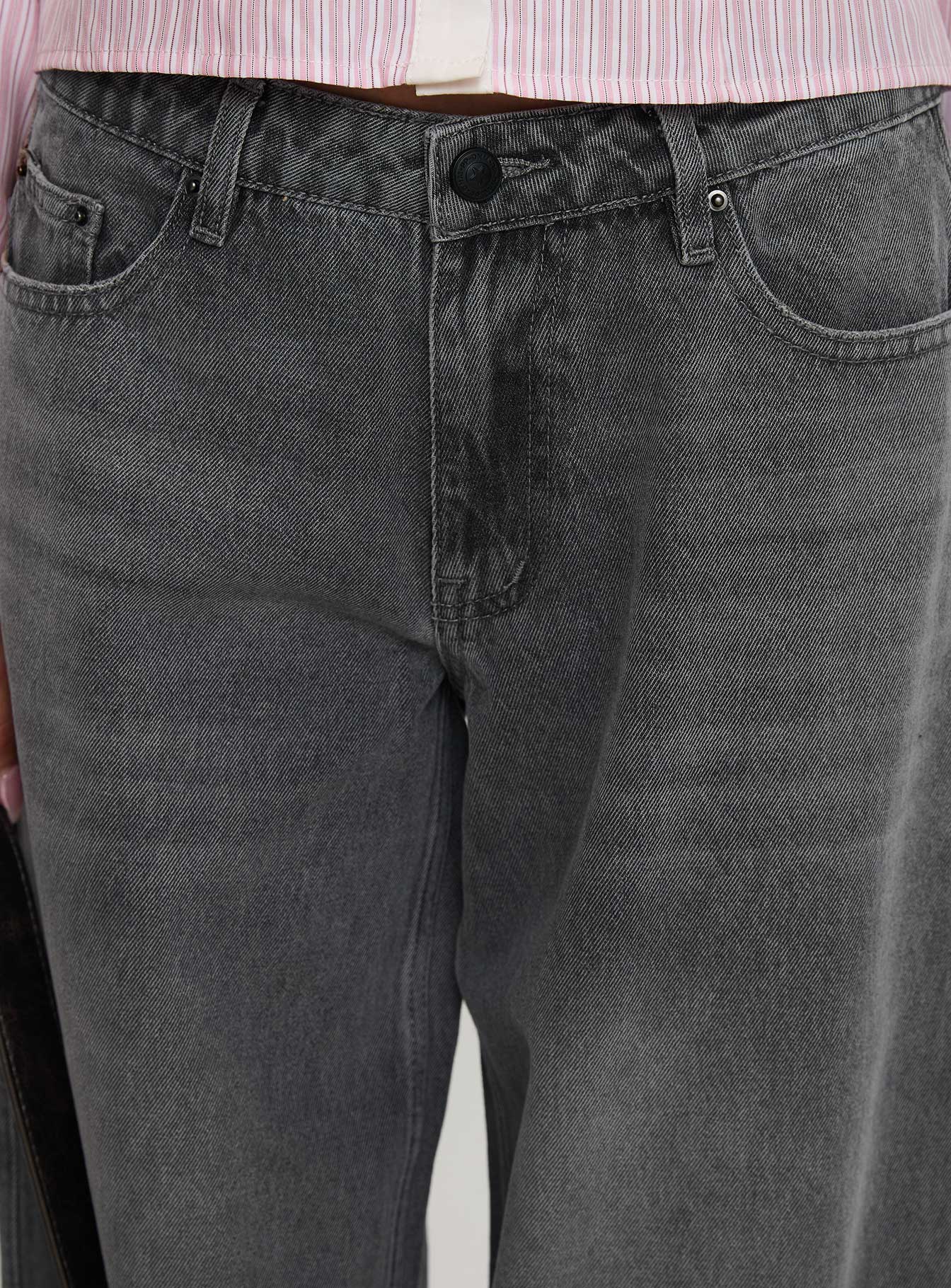 Ramos Low Rise Wide Leg Jeans Grey Wash women's denim jeans by Ellevoria