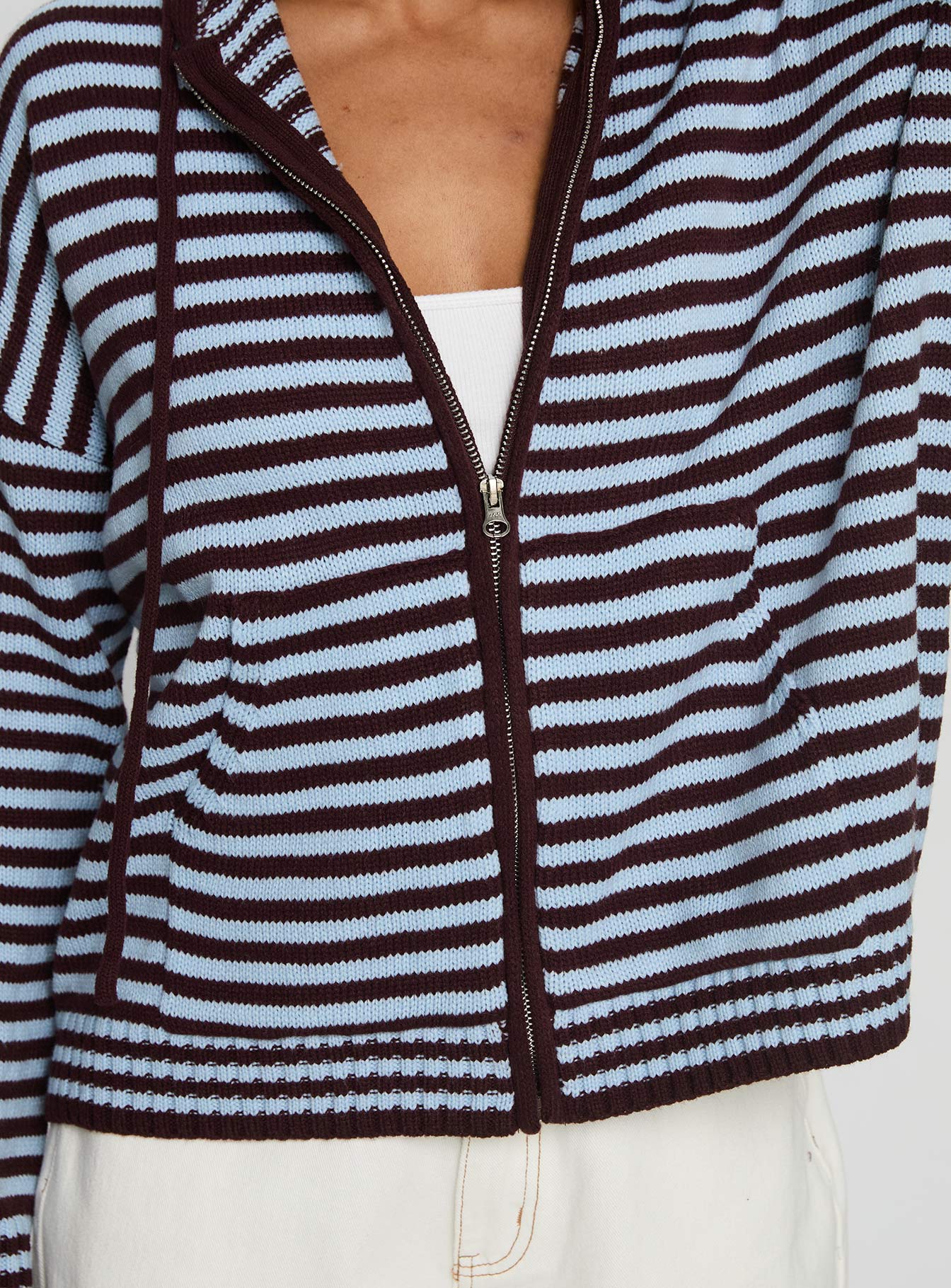 Brienna Zip Jacket Burgundy / Blue Stripe women's jacket by Ellevoria