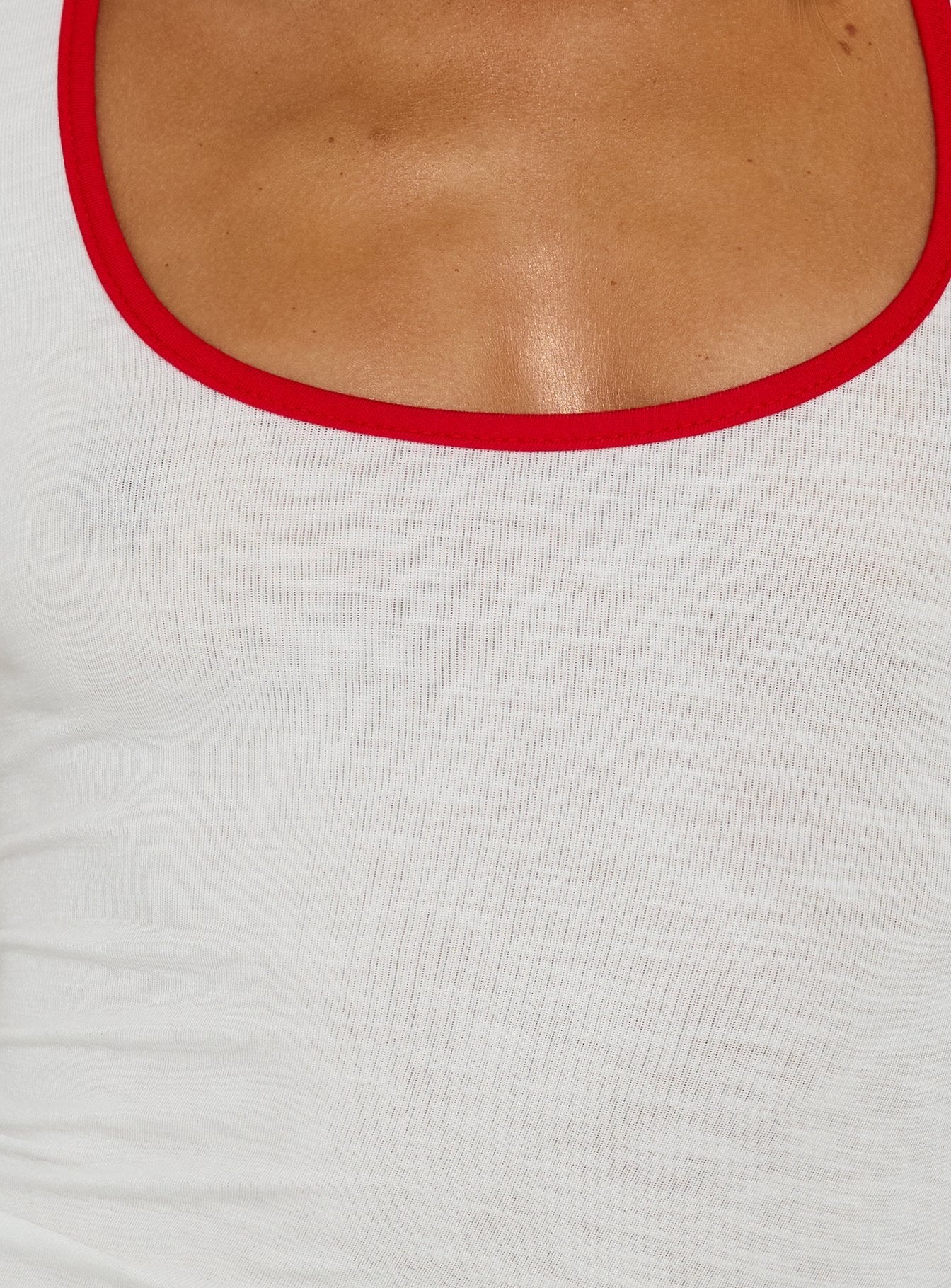 Sugar Talking Contrast Halter Top White / Red - women's top by Ellevoria - view 6