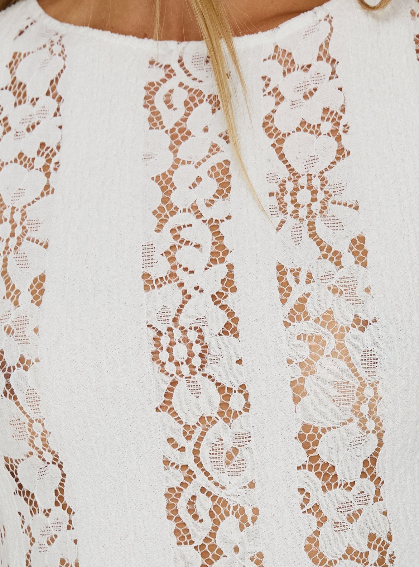 Laurenza Sheer Lace Maxi Dress Off White - women's maxi dress by Ellevoria - view 6