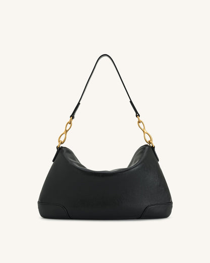 Jayla Metal Pendant Embellished  Shoulder Bag - Black