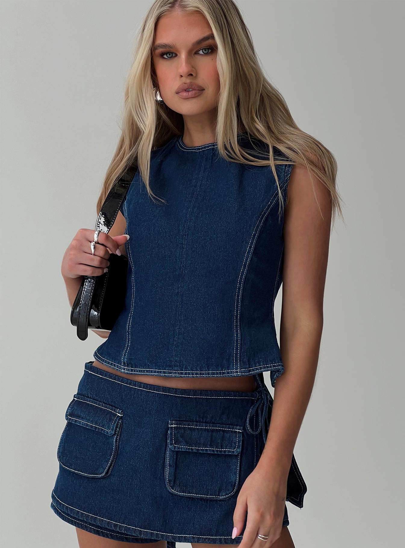Countryside Skort Blue Denim women's two piece set by Ellevoria