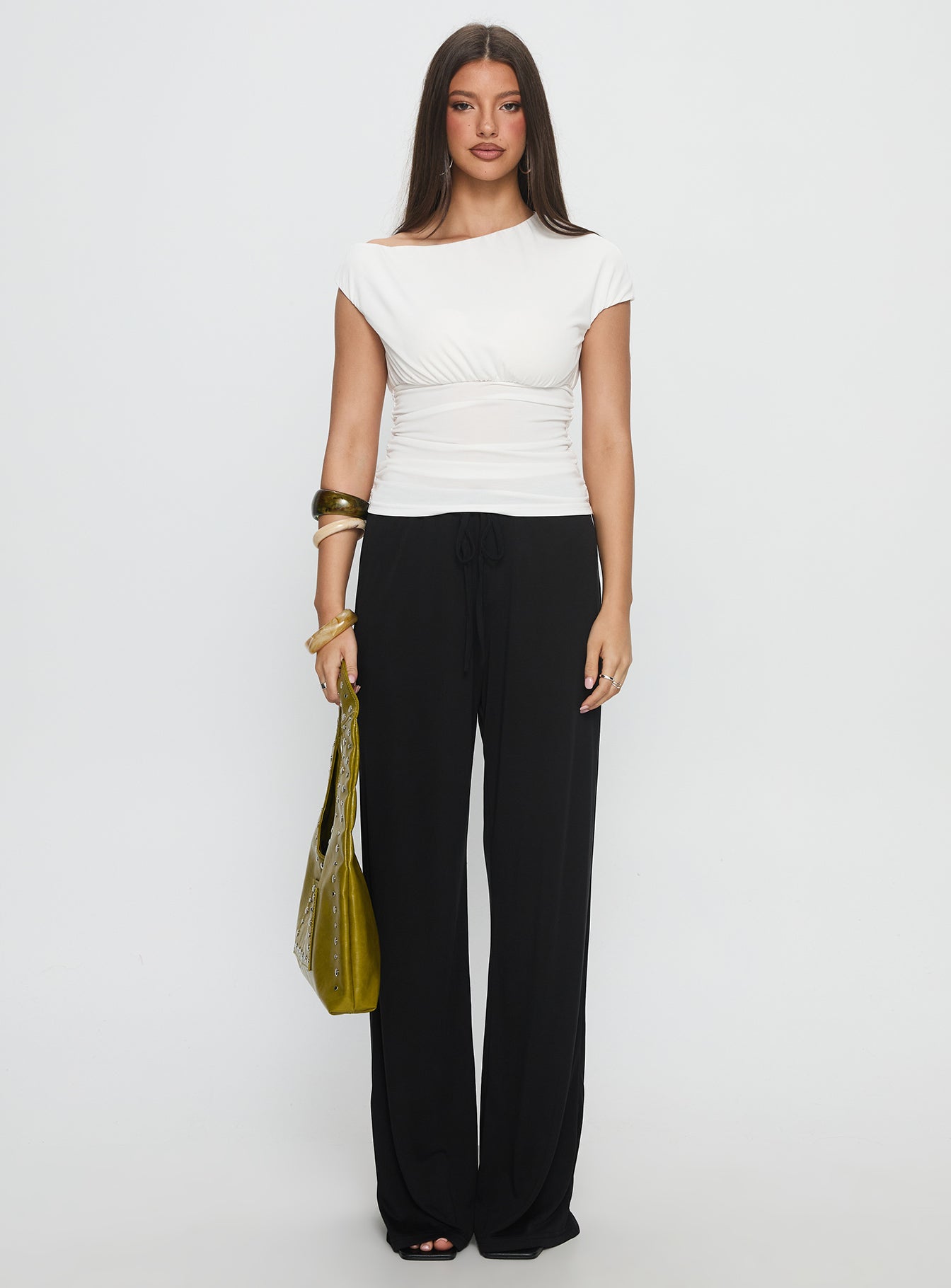 Gavrielle Jersey Wide Leg Pants Black - loose fit women's bottoms by Ellevoria