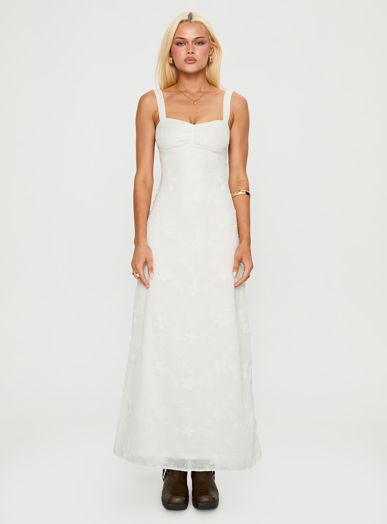 Maisone Broderie Maxi Dress White - women's maxi dress by Ellevoria - view 7
