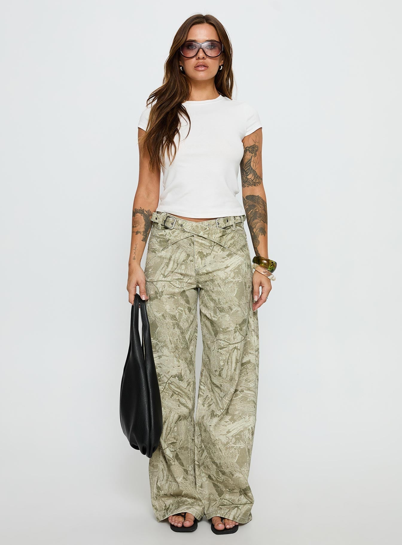 Mckinley Mid Rise Wide Leg Jeans Camouflage women's denim jeans by Ellevoria