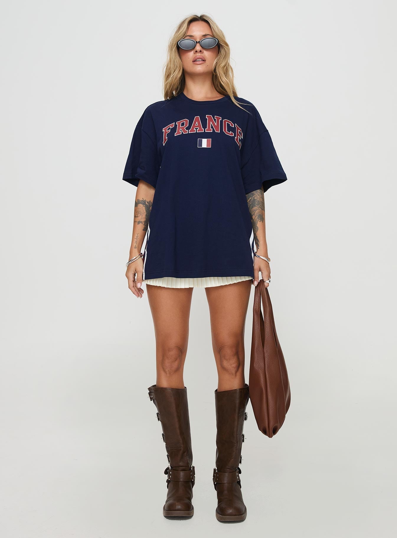 Goal France Oversized Tee Blue - women's top by Ellevoria - view 7