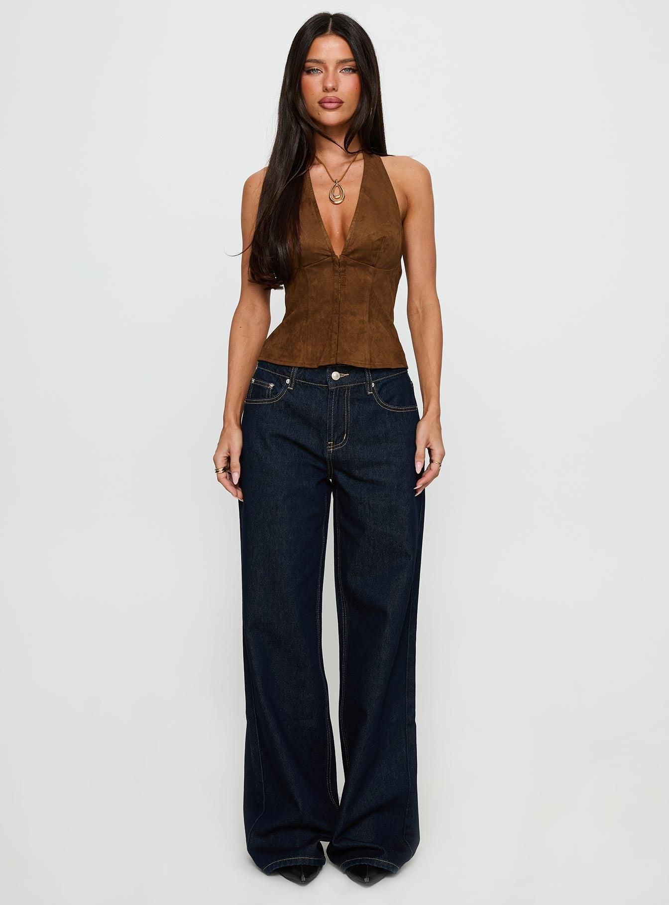 Favourite Reference Mid Rise Straight Leg Jeans Dark Indigo women's denim jeans by Ellevoria