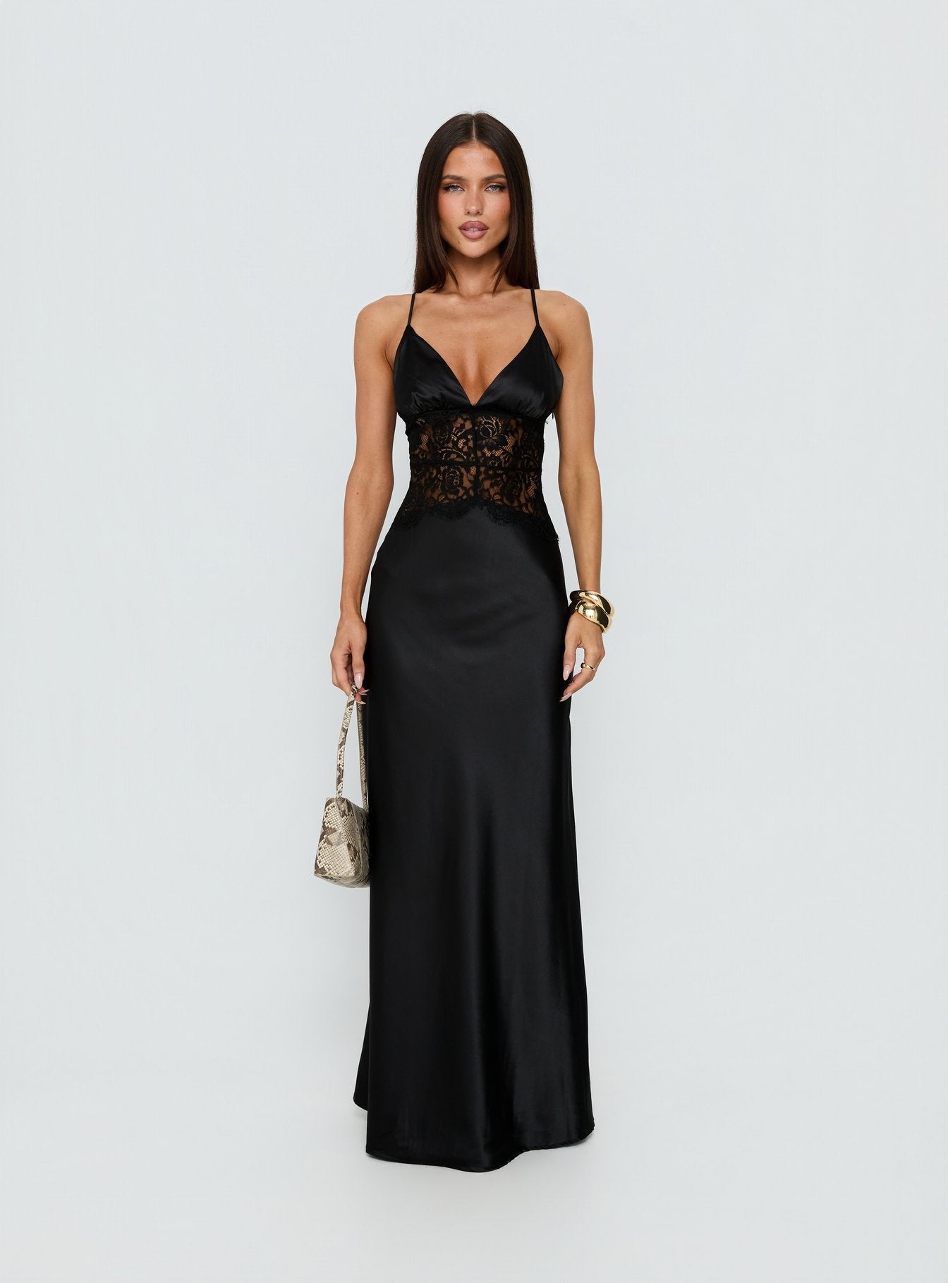 Klairee Lace Maxi Dress Black - women's maxi dress by Ellevoria - view 7
