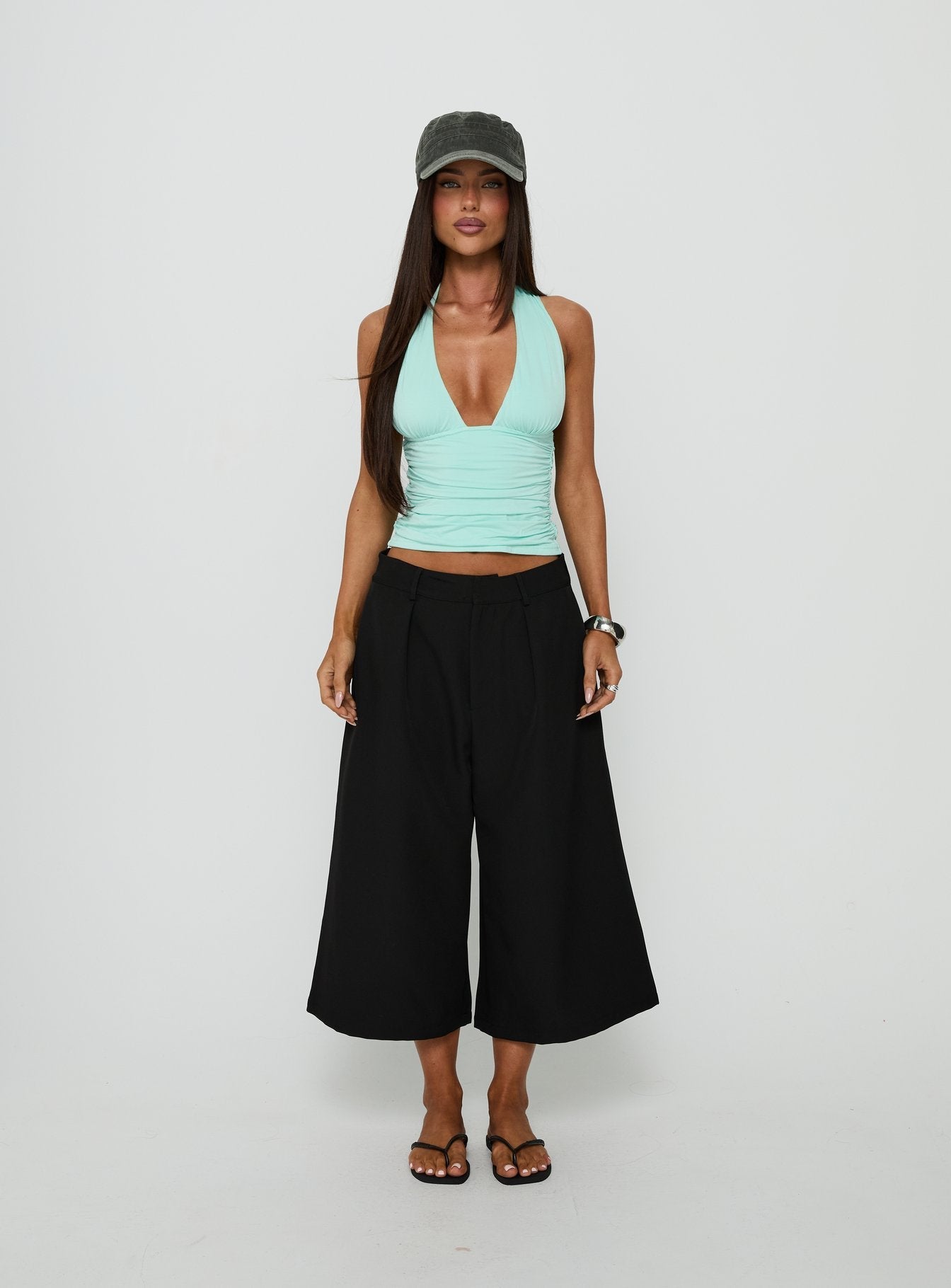 Busy Busy Low Baggy Capri Pant Black - loose fit women's bottoms by Ellevoria