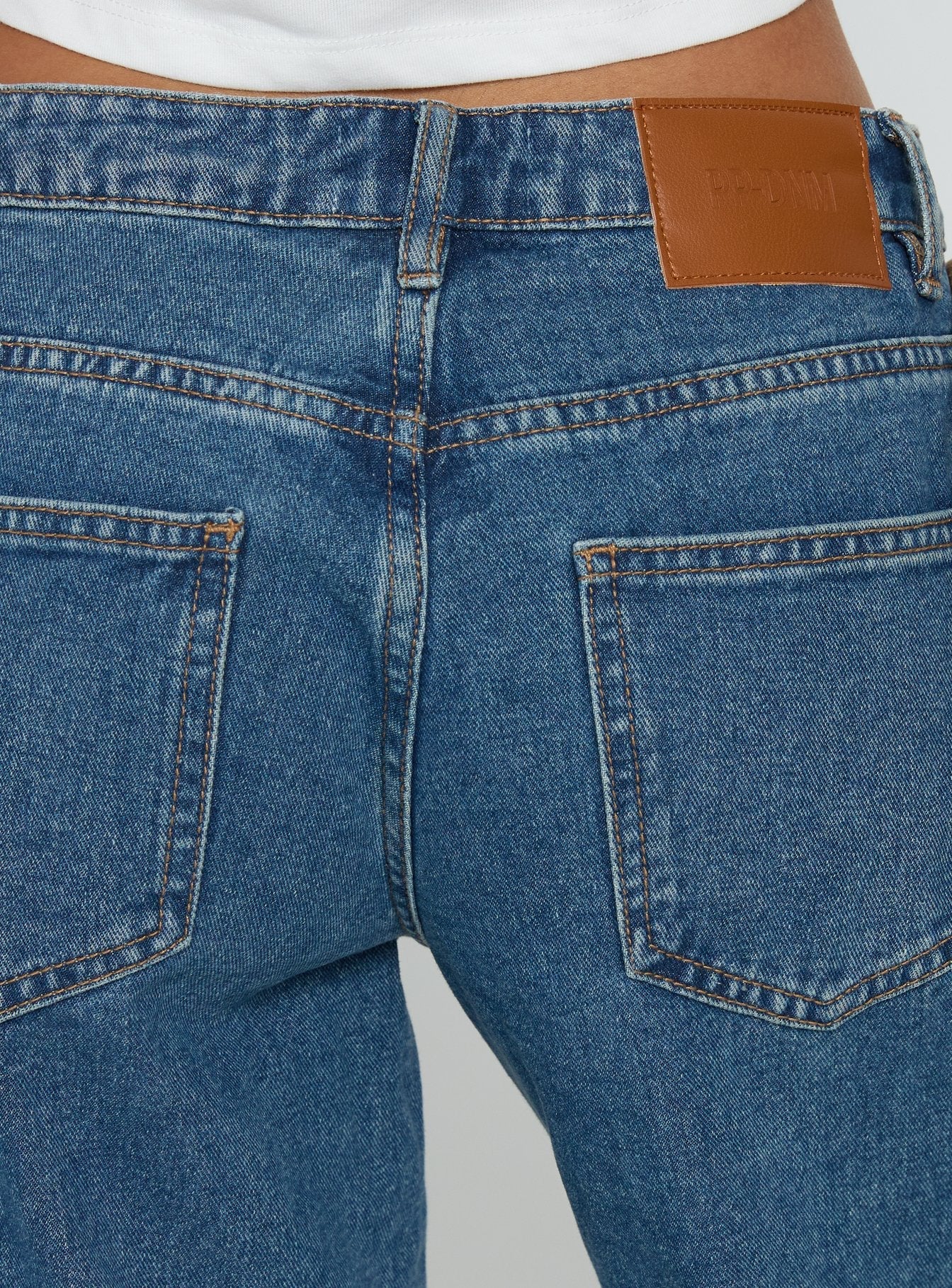 Ramos Low Rise Wide Leg Jeans Mid Blue Wash women's denim jeans by Ellevoria
