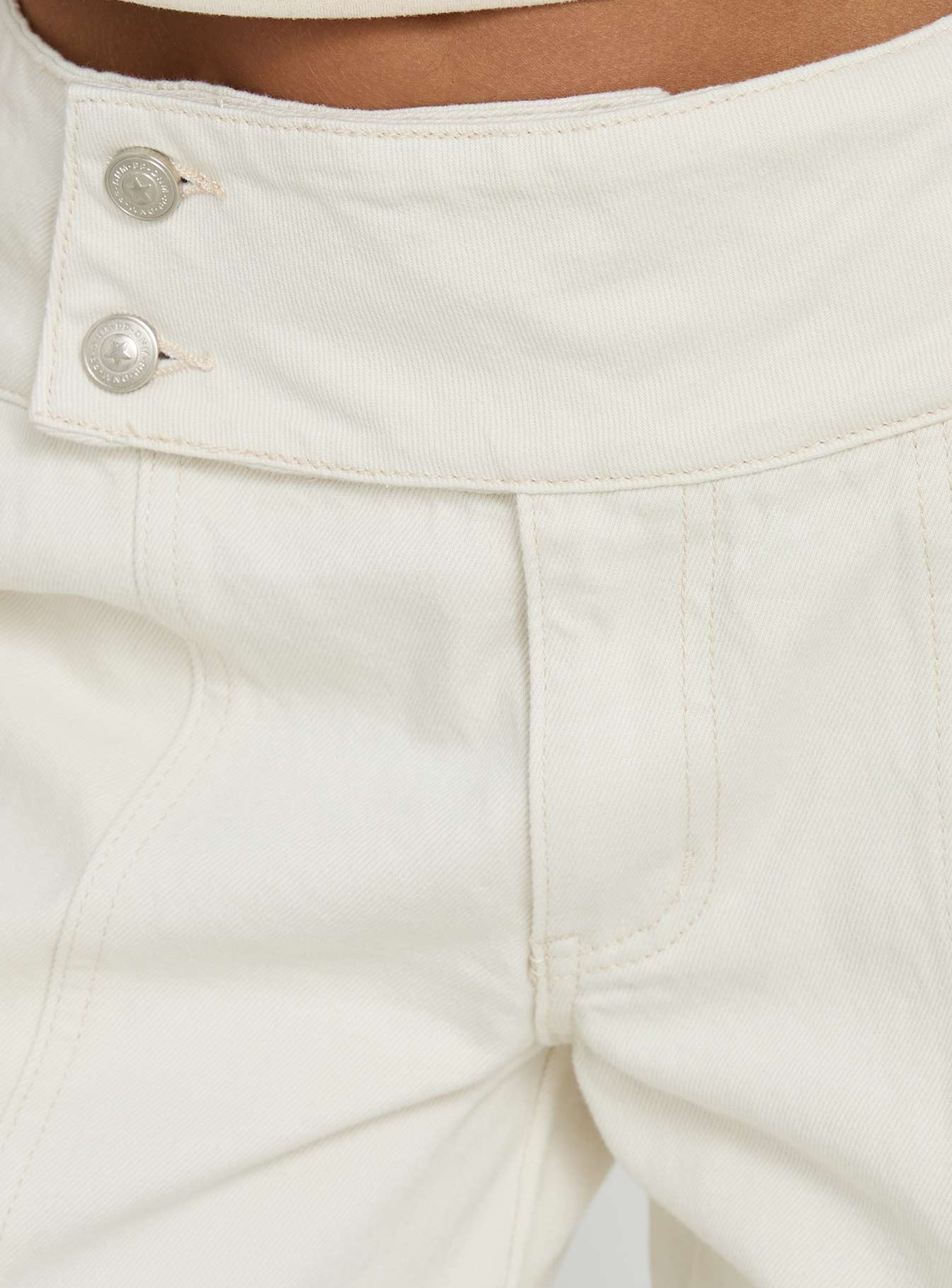 Nikoletta Foldover Jeans Cream / Polka women's denim jeans by Ellevoria