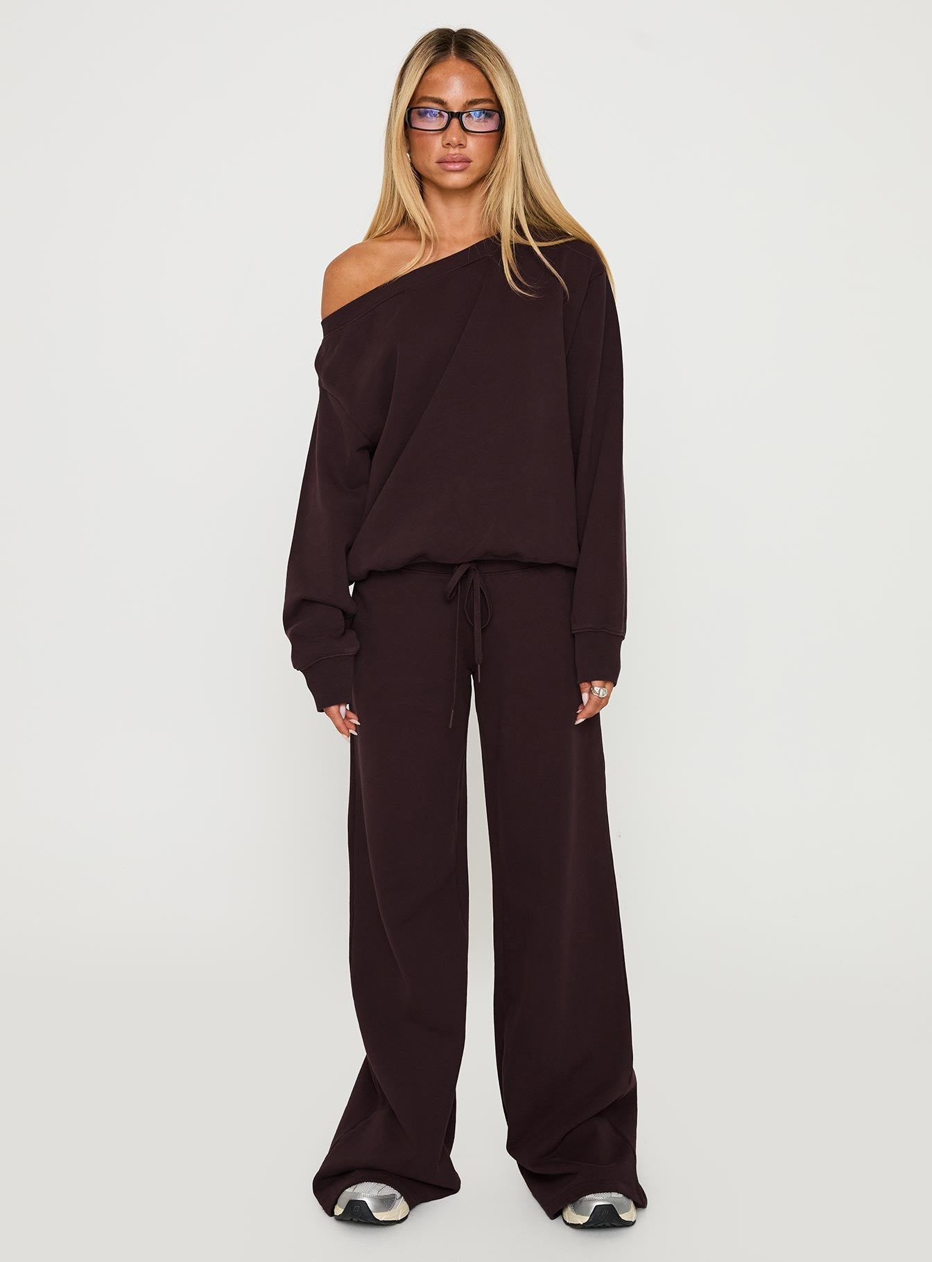 Wellness Off The Shoulder Jumper Brown women's sweater by Ellevoria