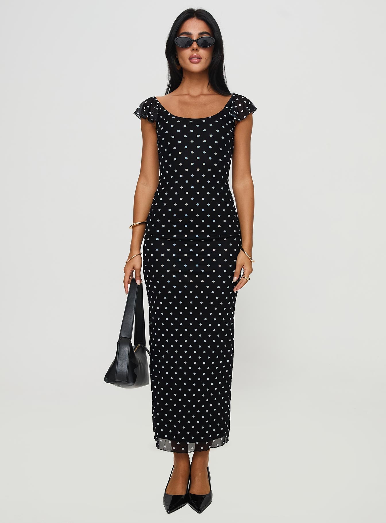 Sandberg Maxi Dress Black Polka Dot - women's maxi dress by Ellevoria - view 7