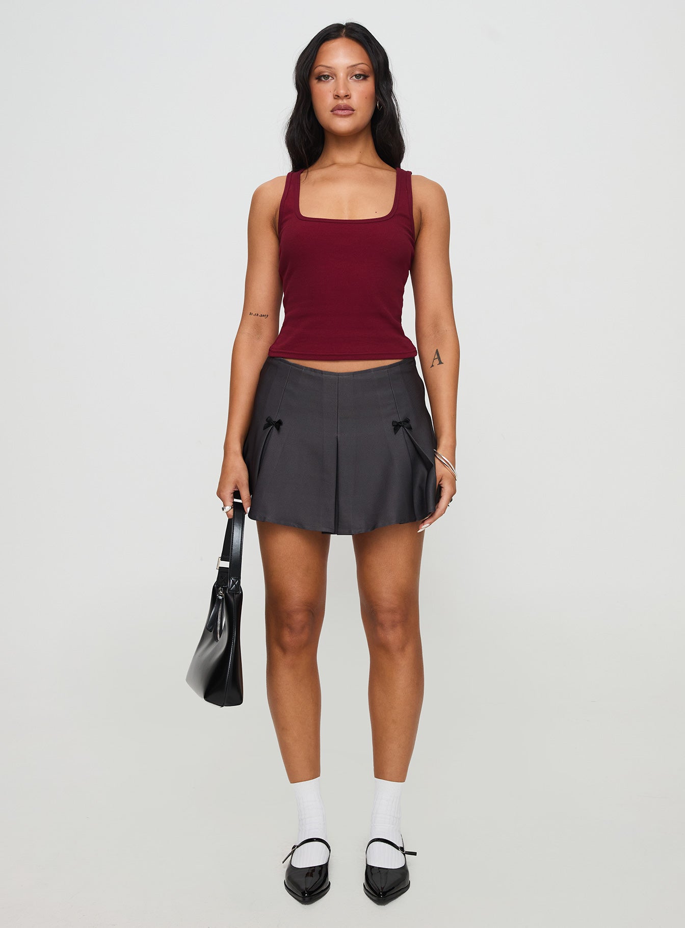 Baseline Square Neck Rib Tank Top Red - women's top by Ellevoria - view 7