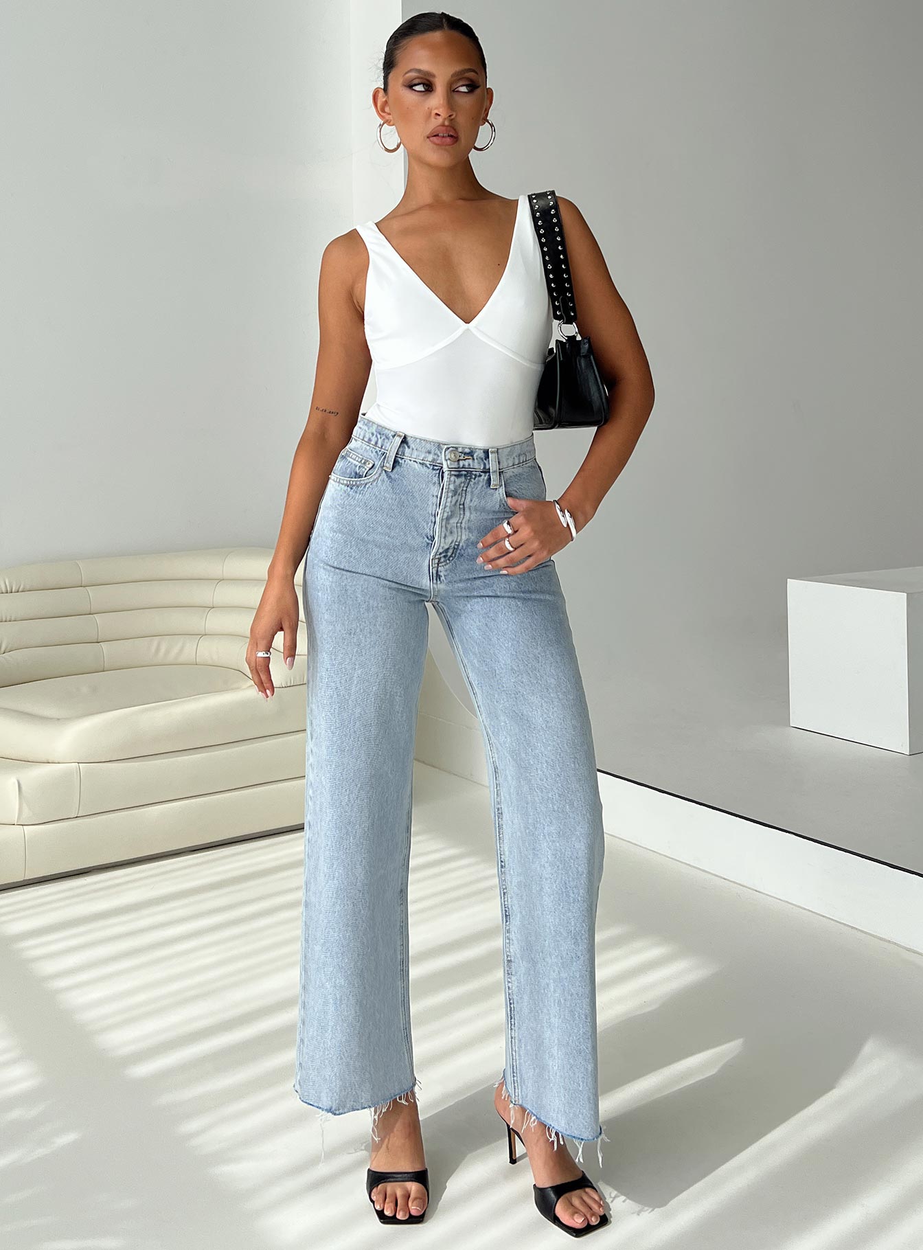 Fawcett High Rise Straight Leg Jeans Light Blue Wash women's denim jeans by Ellevoria