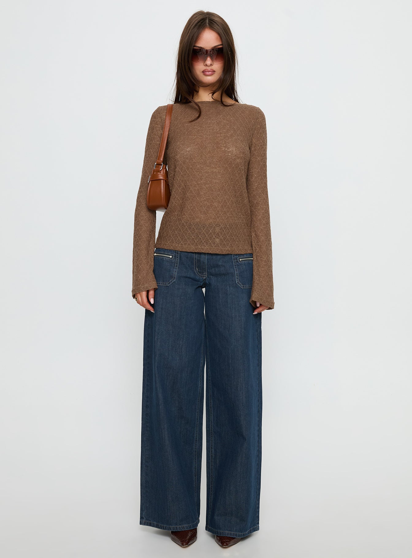 Unwritten Mid Rise Wide Leg Jeans Dark Blue Wash women's denim jeans by Ellevoria