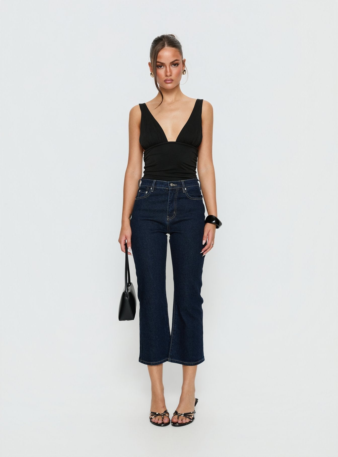 Cindee High Rise Cropped Jeans Raw Indigo women's denim jeans by Ellevoria