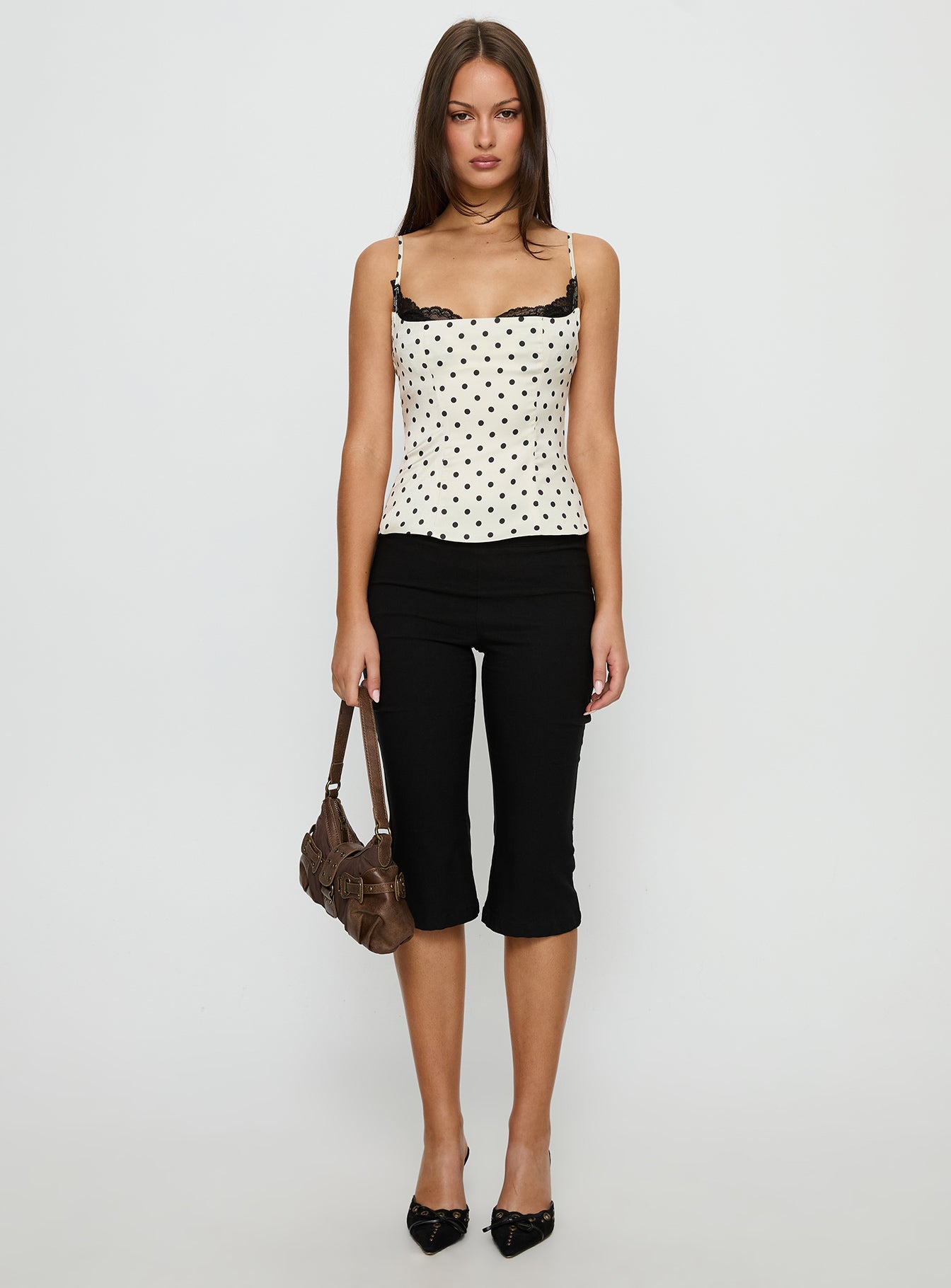 Renaissance Corset Lace Top White Polka Dot - women's top by Ellevoria - view 7