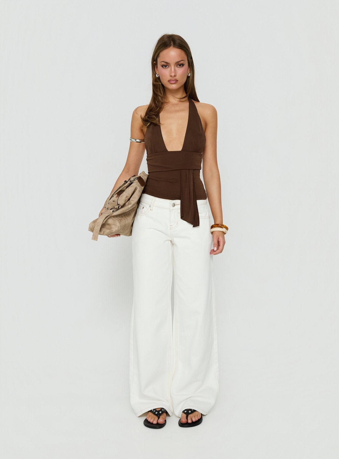 Tidal Wave Low Rise Straight Leg Jeans Cream women's denim jeans by Ellevoria