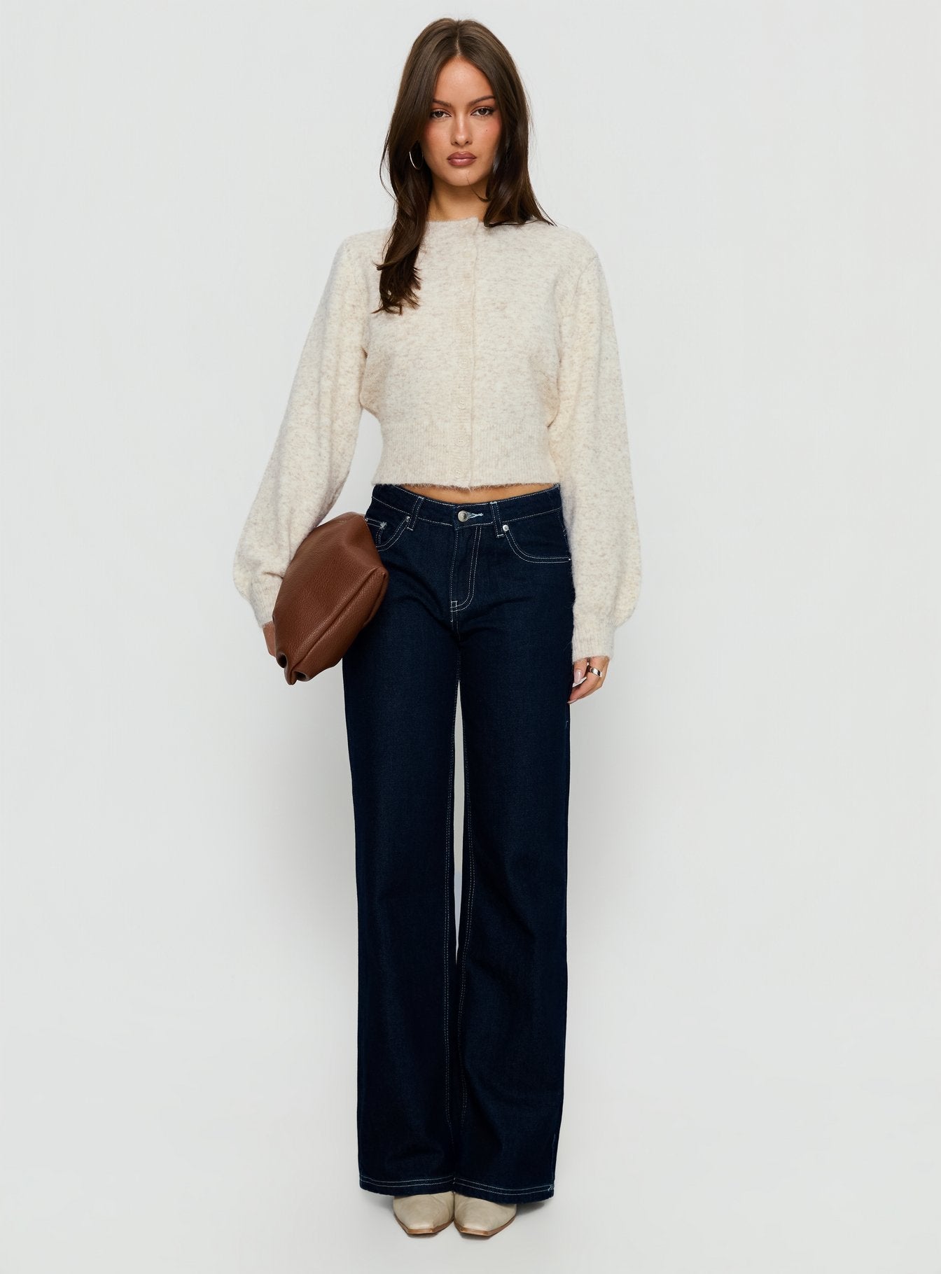 Dawsen Button Down Cardigan Cream women's sweater by Ellevoria