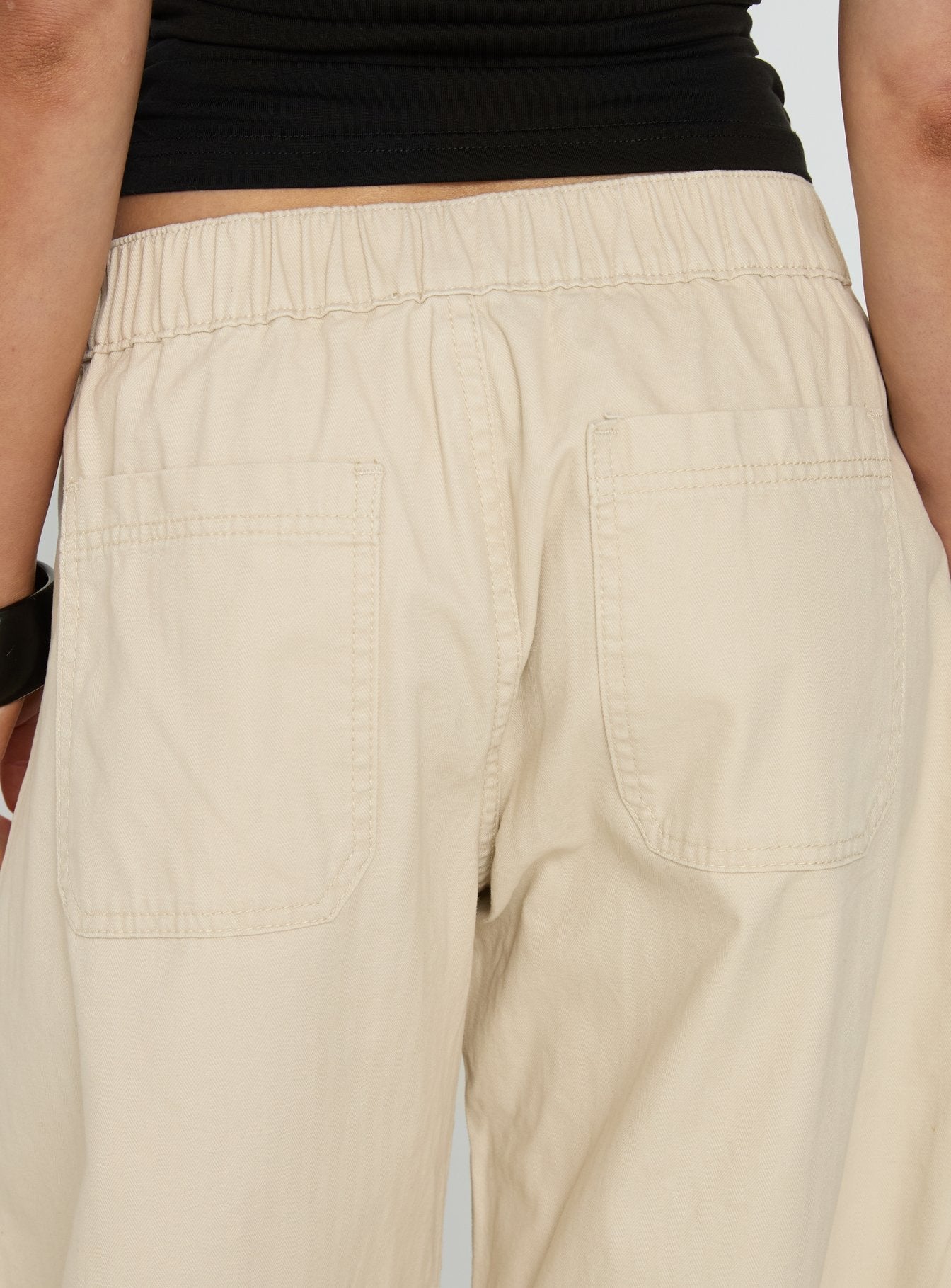 Selective Memory Low Rise Wide Leg Cargo Pants Cream - loose fit women's bottoms by Ellevoria