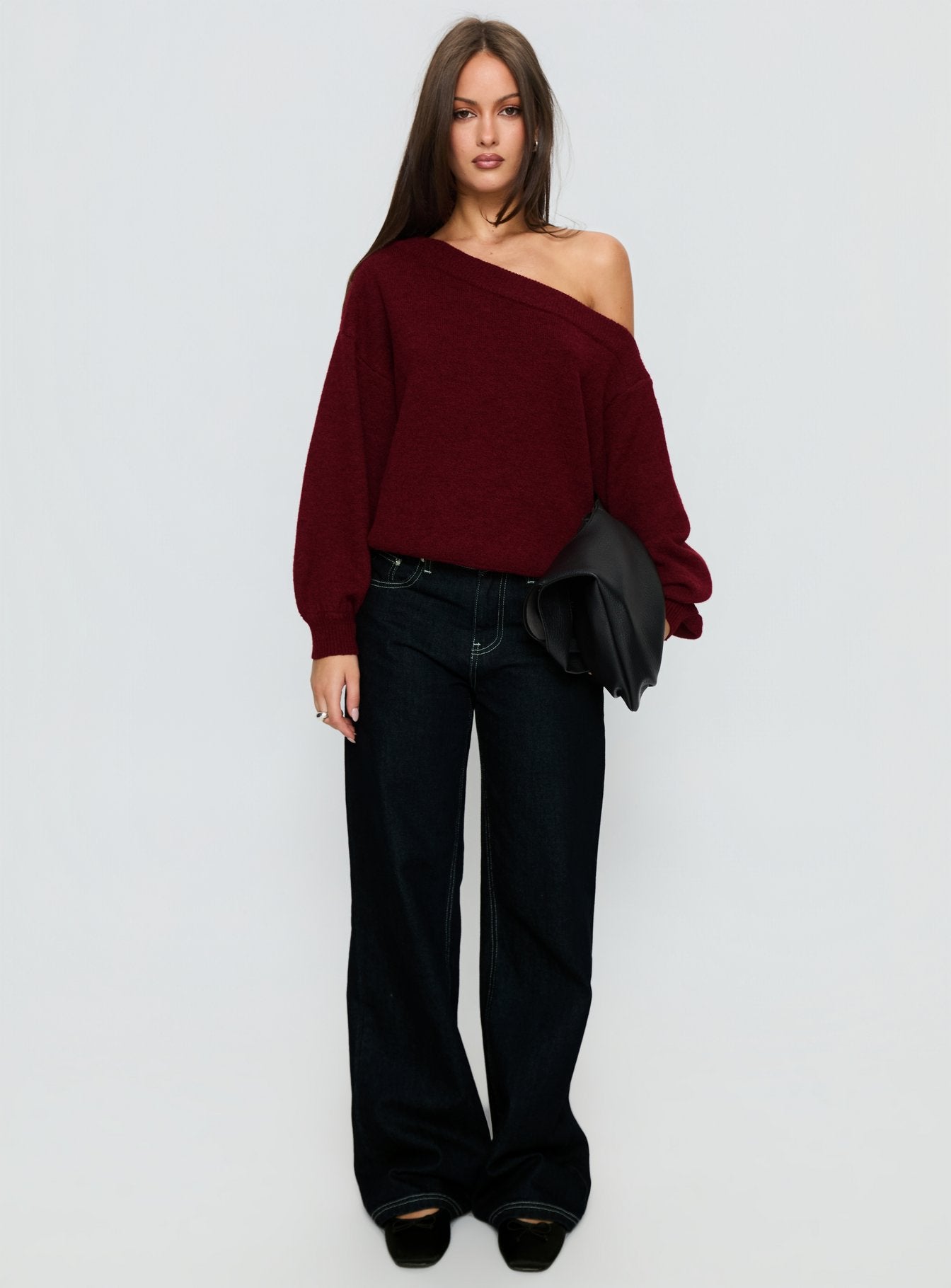 Noble Off The Shoulder Sweater Red women's sweater by Ellevoria