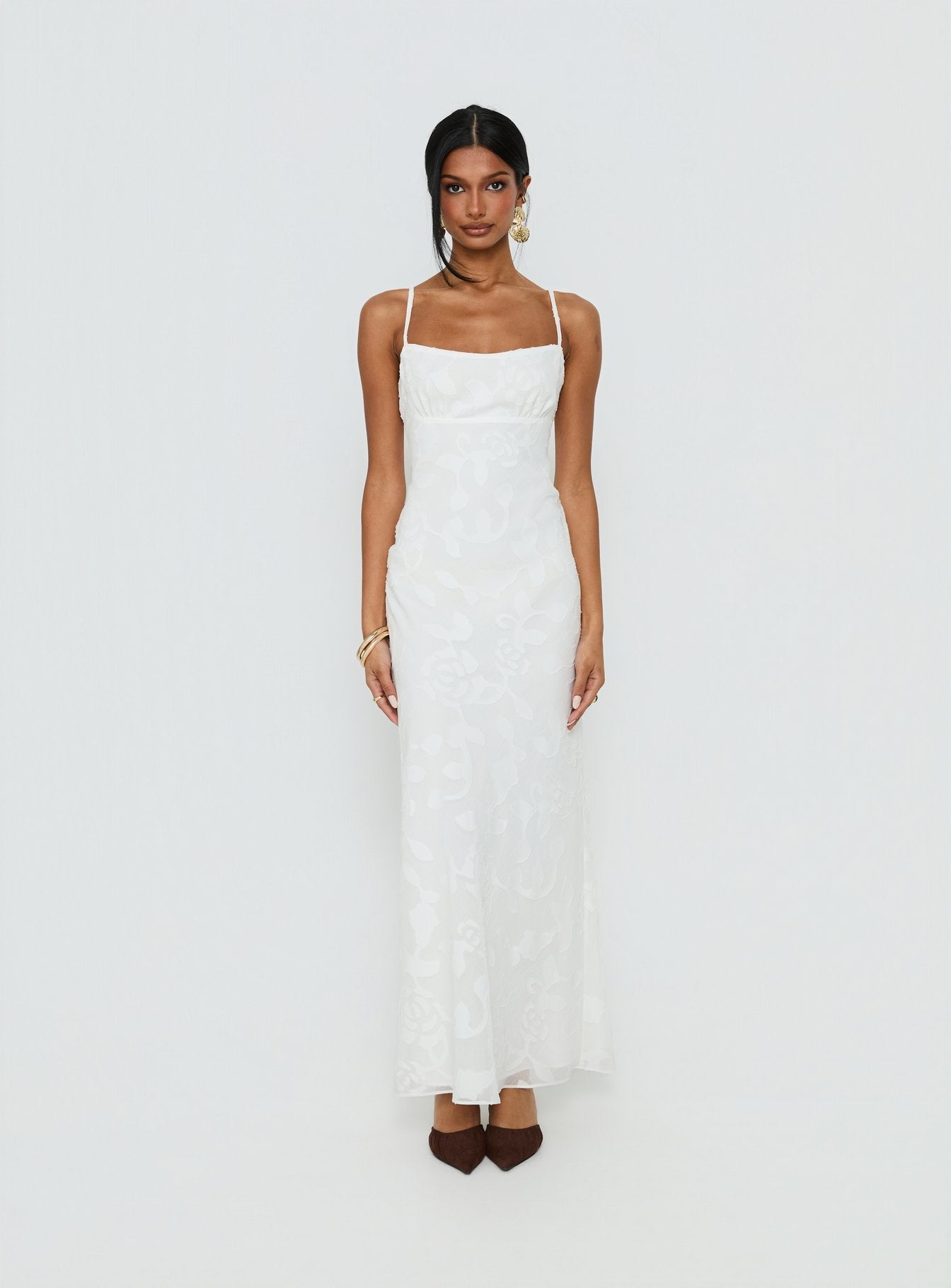 Avienna Maxi Dress White Burnout - women's maxi dress by Ellevoria - view 7