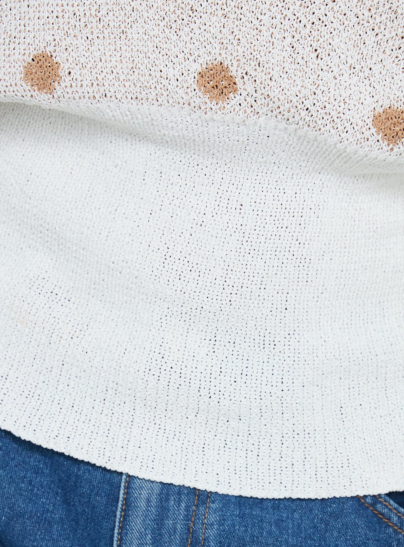 Harvy Off Shoulder Knit Sweater White Polka women's sweater by Ellevoria