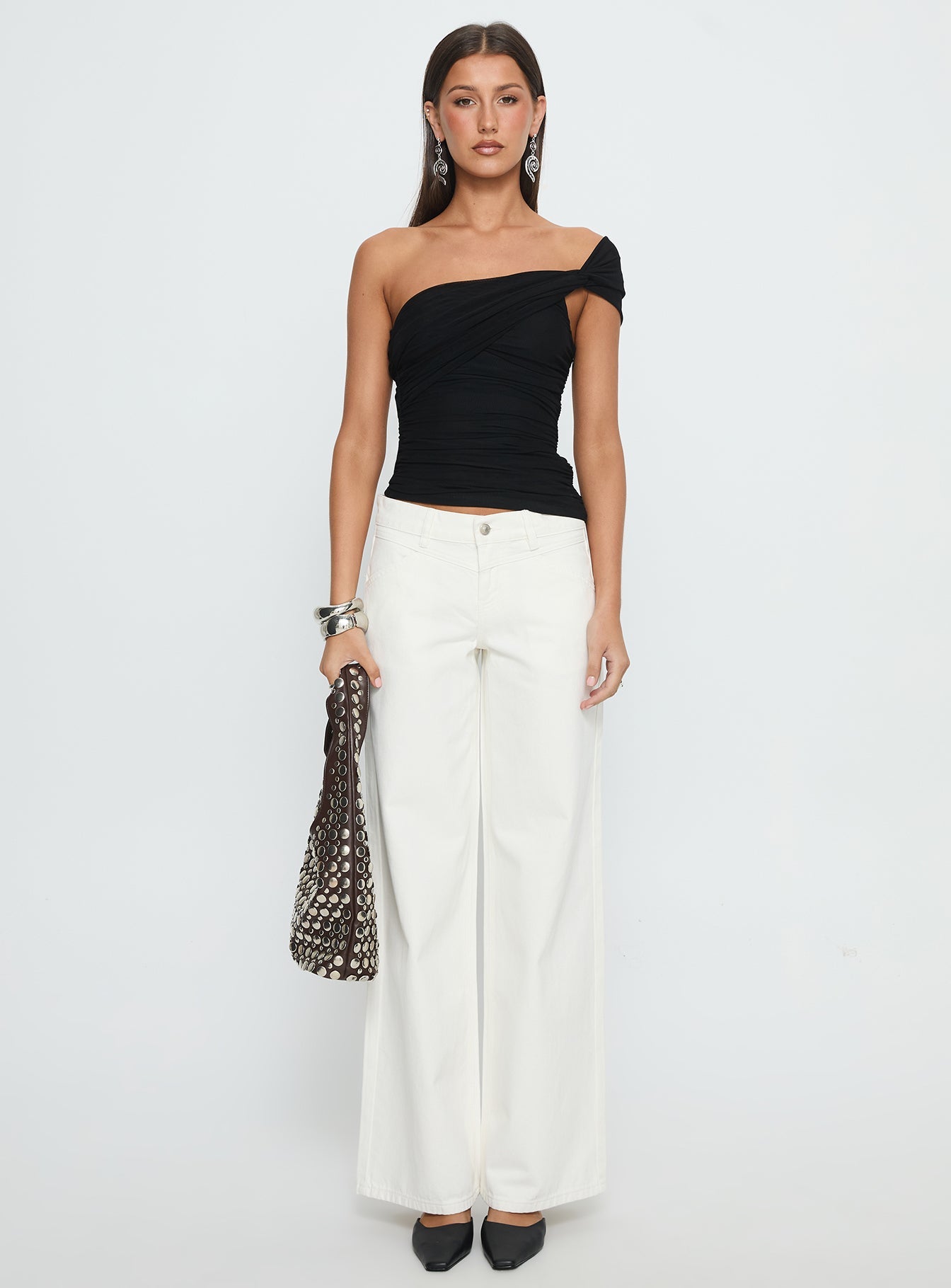 Catiana Low Rise Wide Leg Jeans White women's denim jeans by Ellevoria