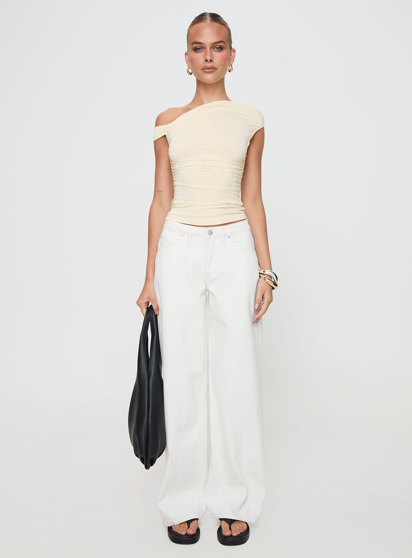Lando Low Rise Straight Leg Jeans White women's denim jeans by Ellevoria