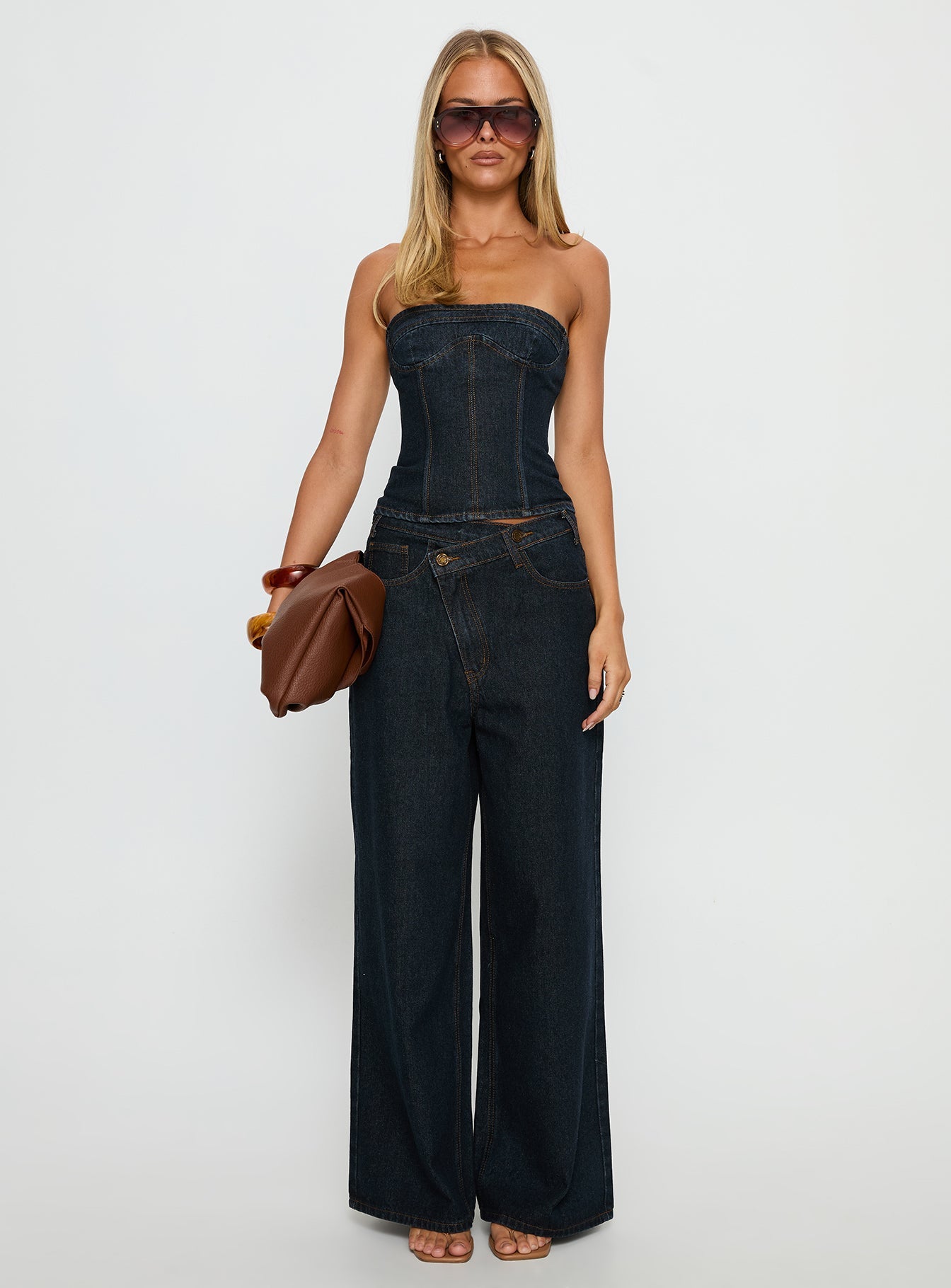 Blue Crush Low Rise Wide Leg Jeans Indigo women's denim jeans by Ellevoria