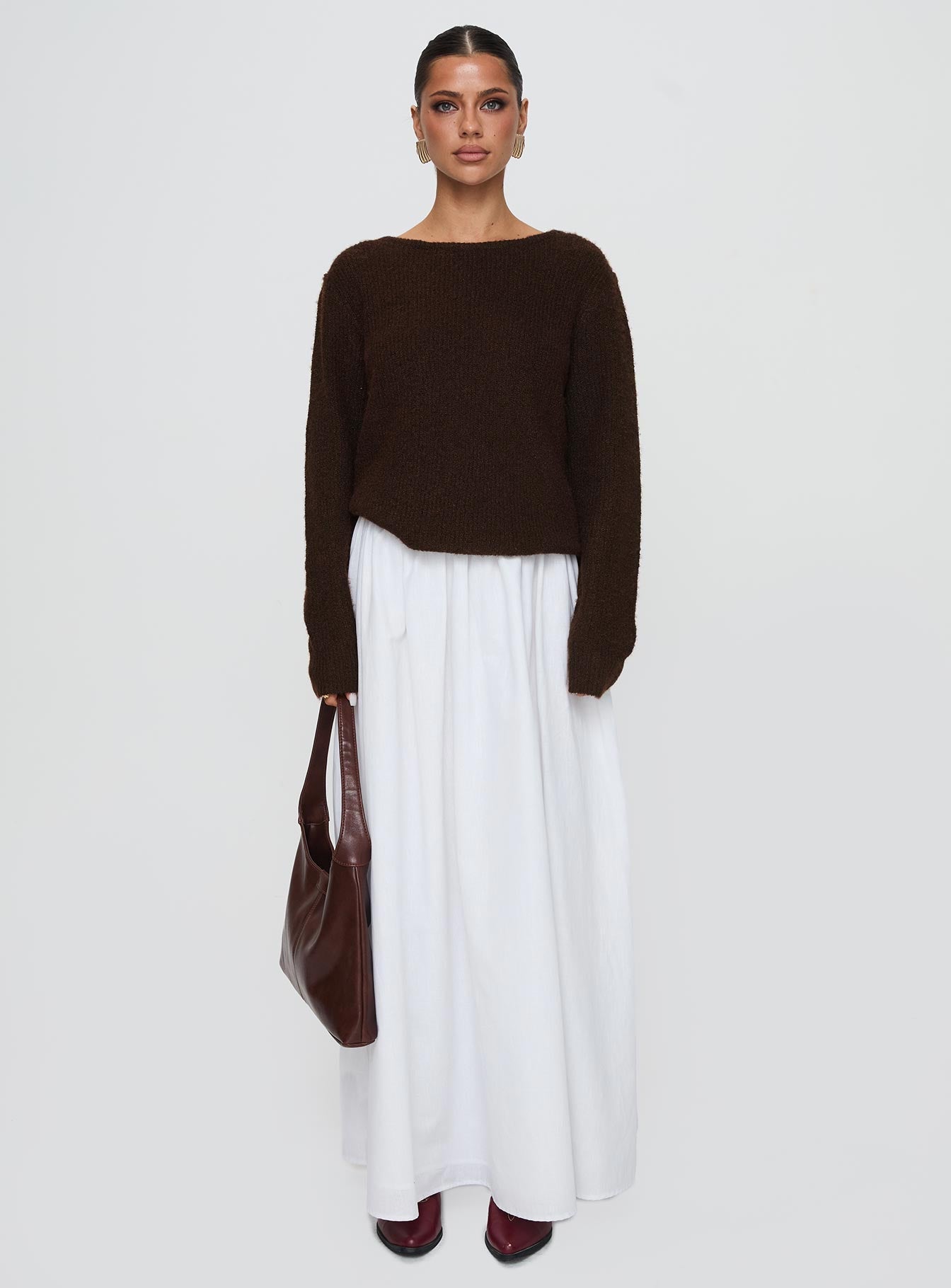 Abrams Rib Knit Crew Sweater Chocolate Marle women's sweater by Ellevoria