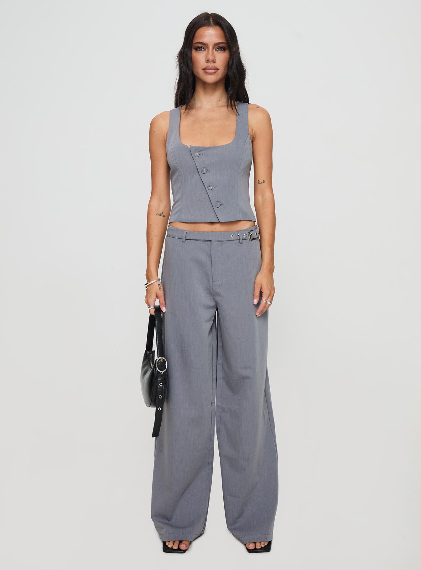 Miku Pants Charcoal women's pant set by Ellevoria