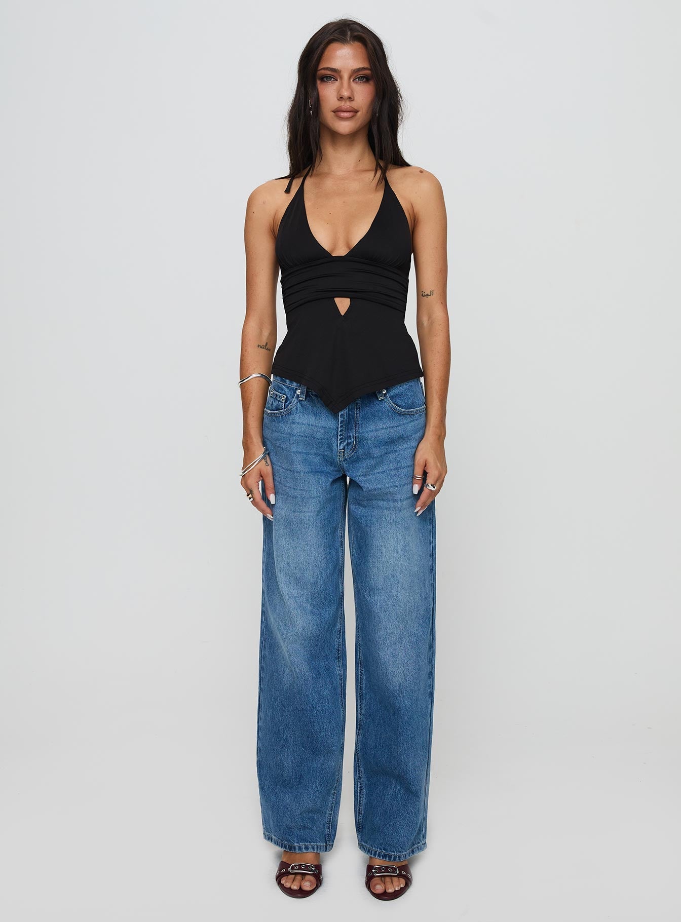 Serenitia Mid Rise Straight Leg Jeans Mid Blue Wash Tall women's denim jeans by Ellevoria