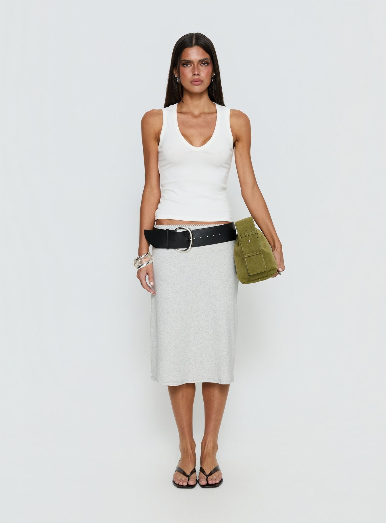 Baseline V Neck Rib Tank Top White - women's top by Ellevoria - view 7
