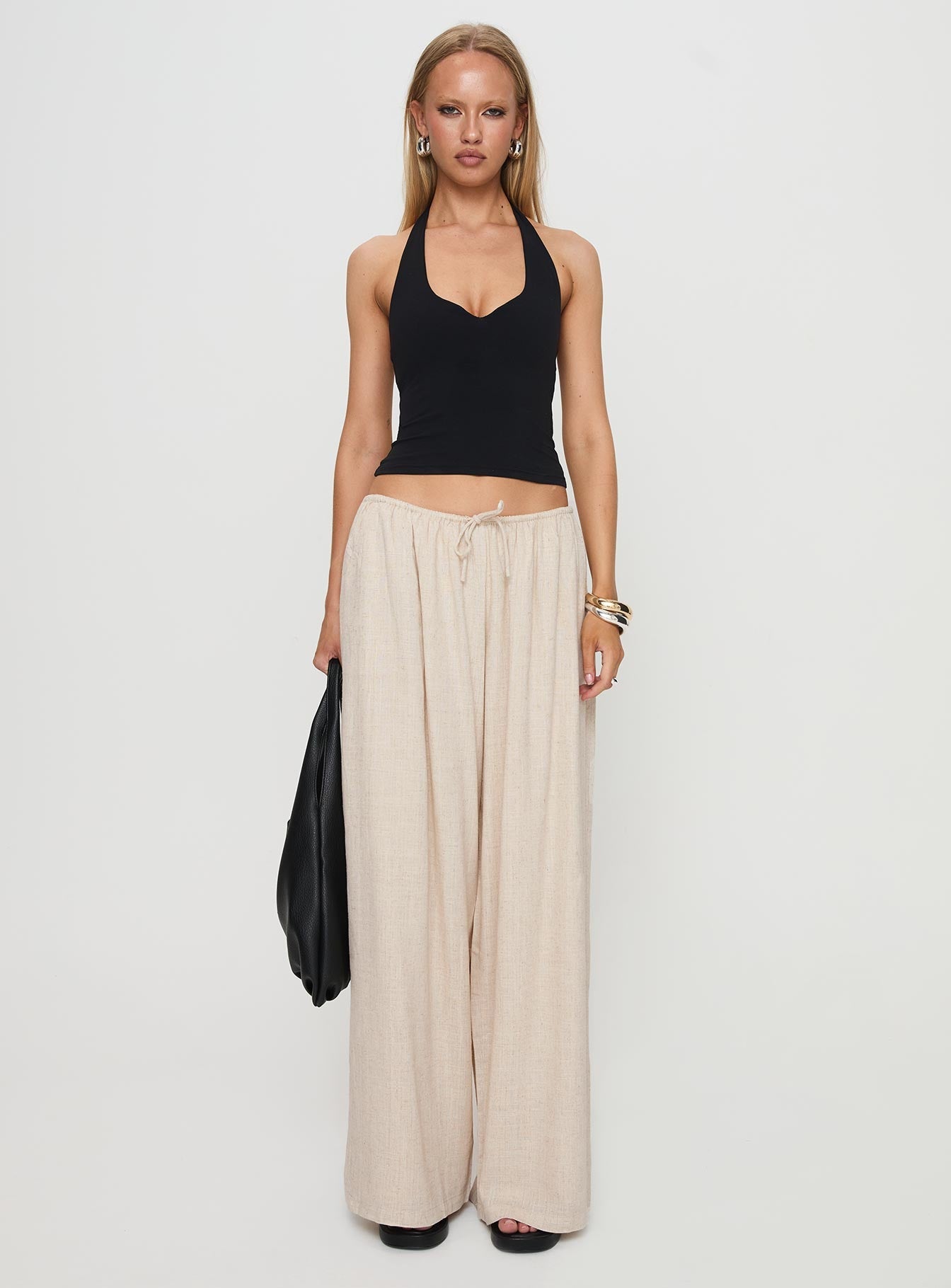 Beach Comber Linen Pant Beige - loose fit women's bottoms by Ellevoria