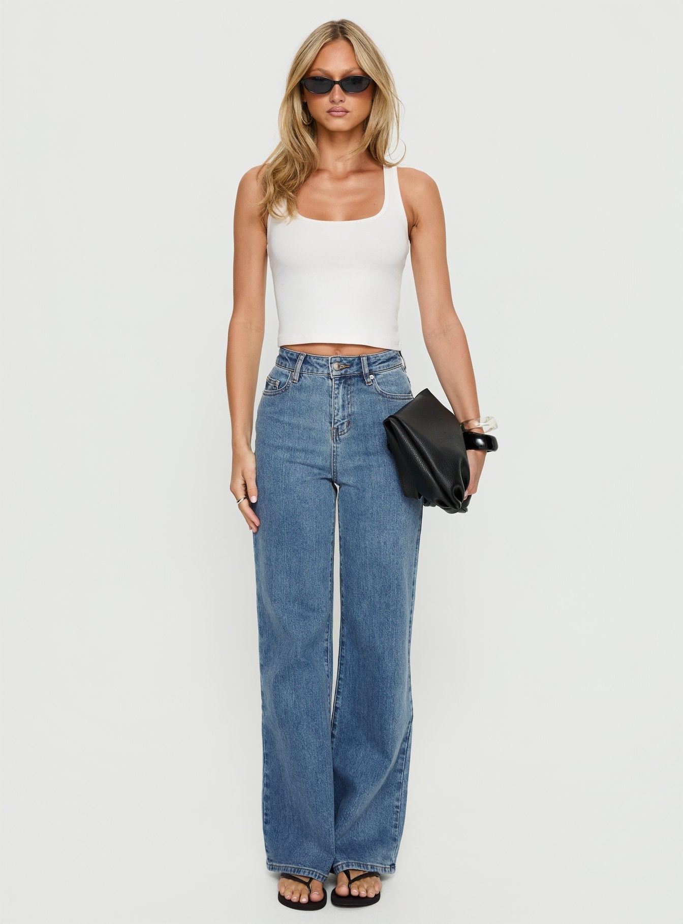 Thearlie High Rise Flared Jeans Mid Blue Wash women's denim jeans by Ellevoria