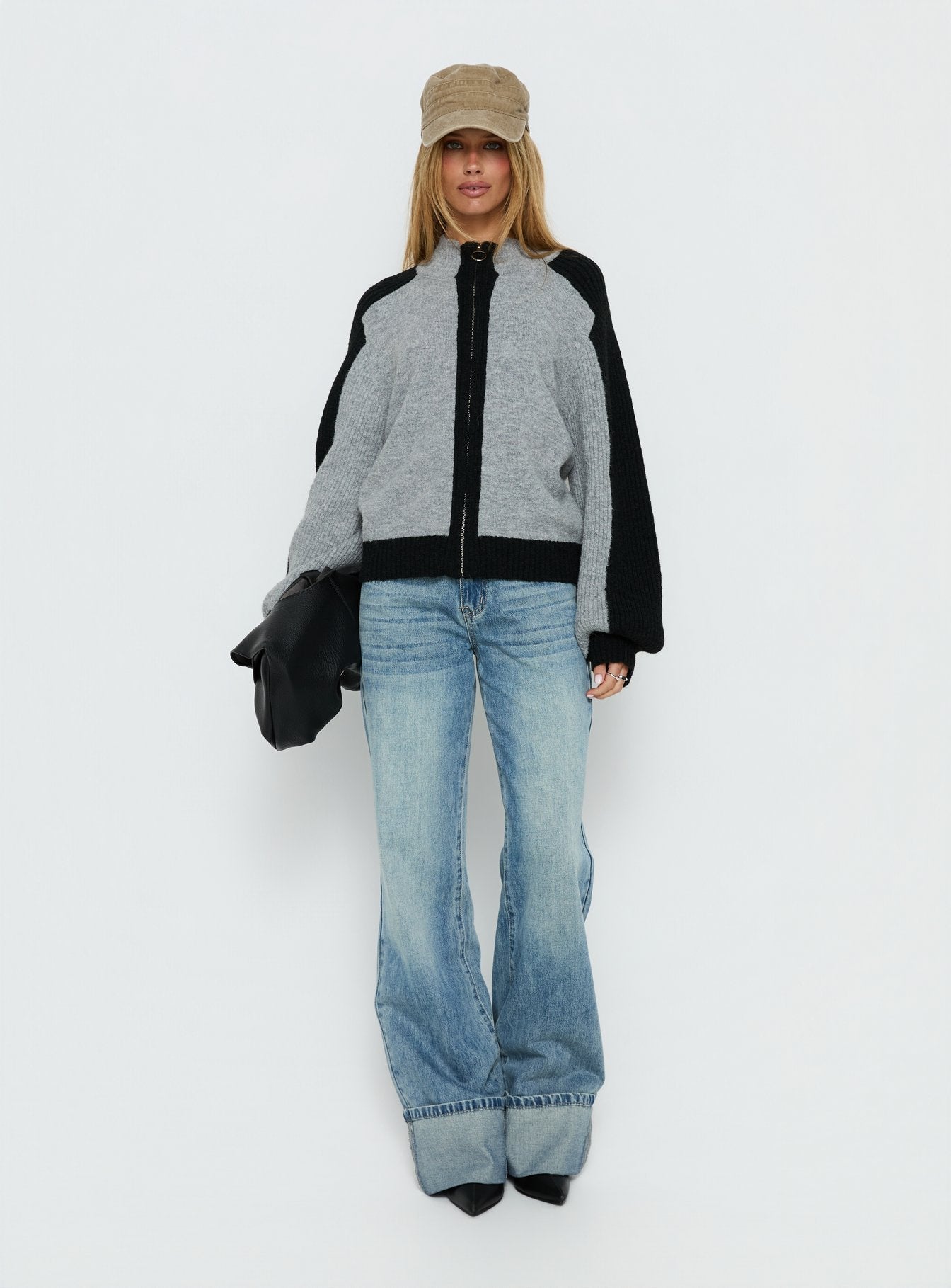 Asrar Jumper Grey / Black women's sweater by Ellevoria