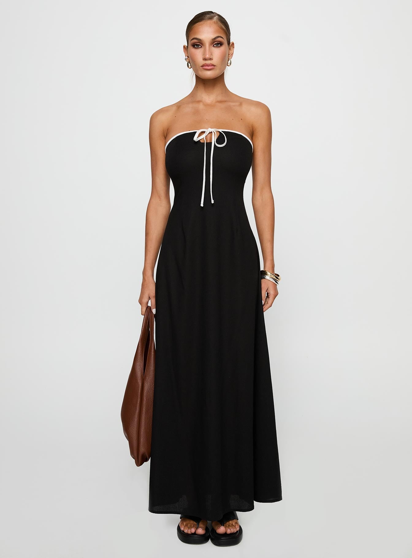Bijou Strapless Maxi Dress Black - women's maxi dress by Ellevoria - view 7