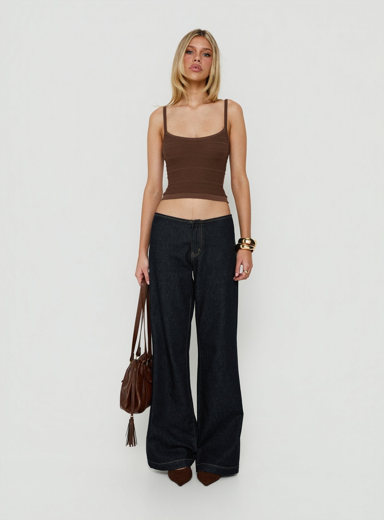 Wilah Knit Tank Top Brown - women's top by Ellevoria - view 7