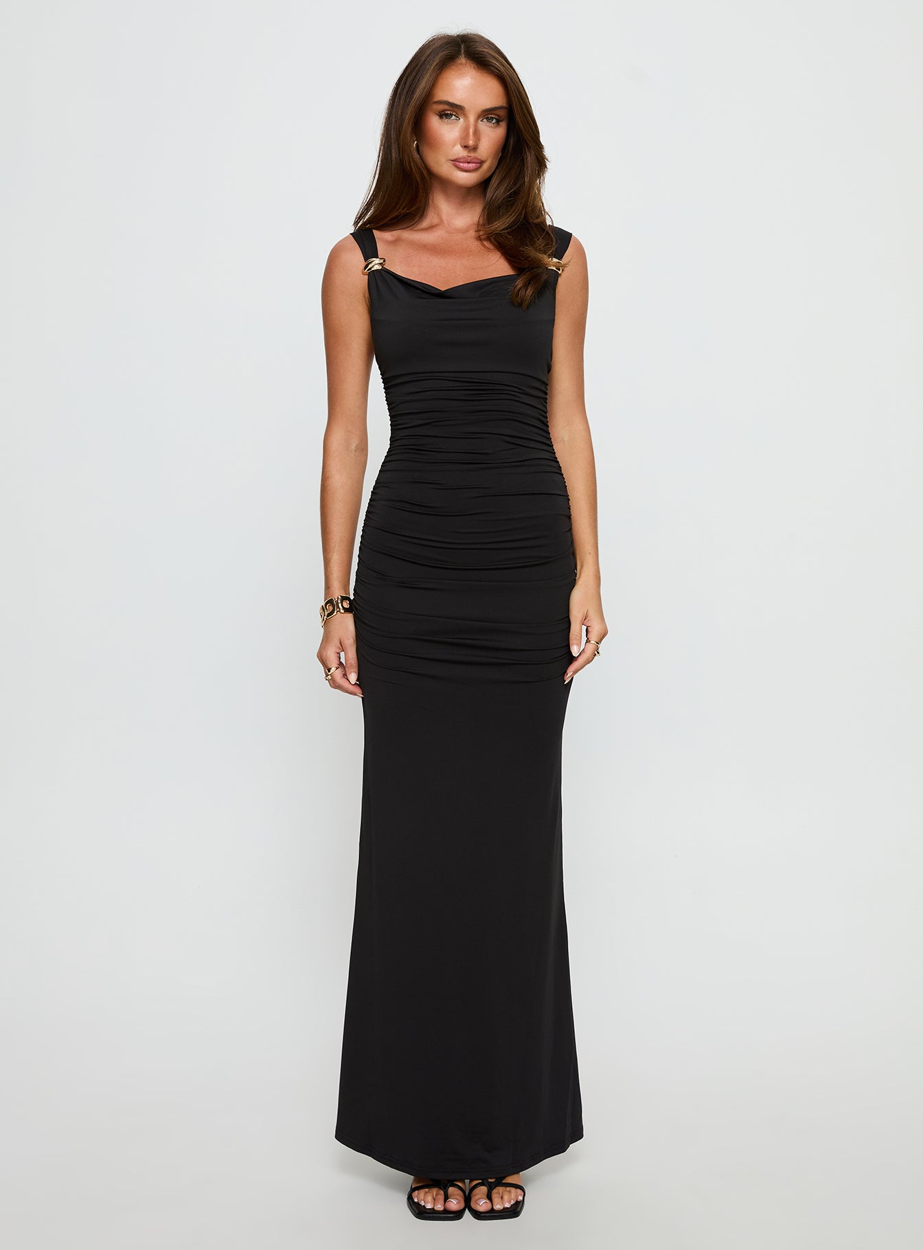 Yakira Halter Cut Out Maxi Dress Black - women's maxi dress by Ellevoria - view 7