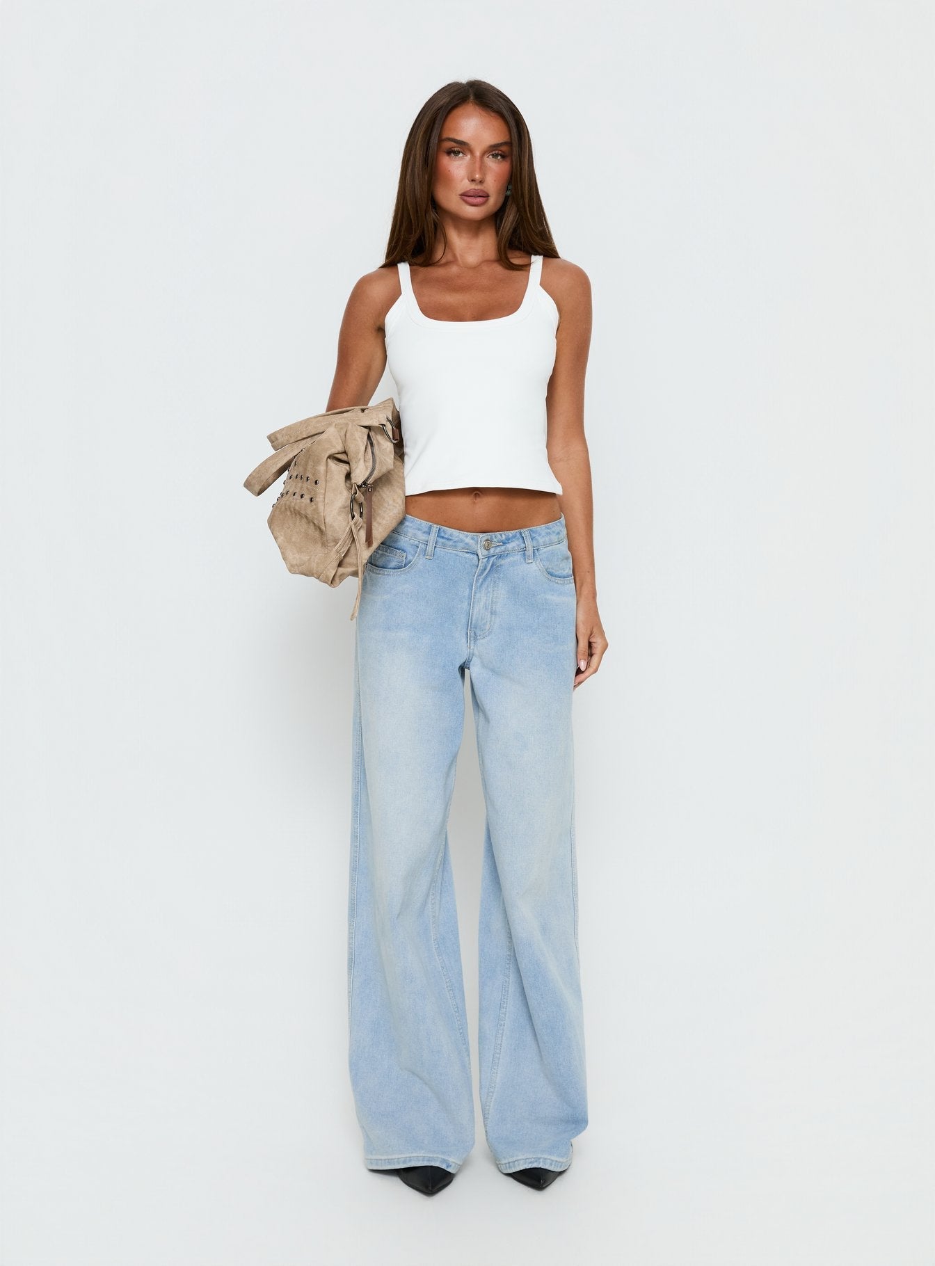 Kasper Cinched Longline Tank Top White - women's top by Ellevoria - view 7