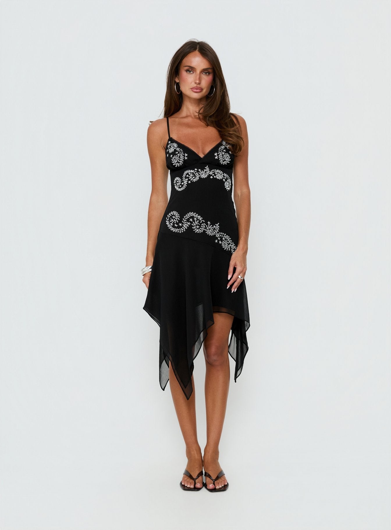 Pappilion Asymmetrical Midi Dress Black - women's midi dress by Ellevoria - view 7