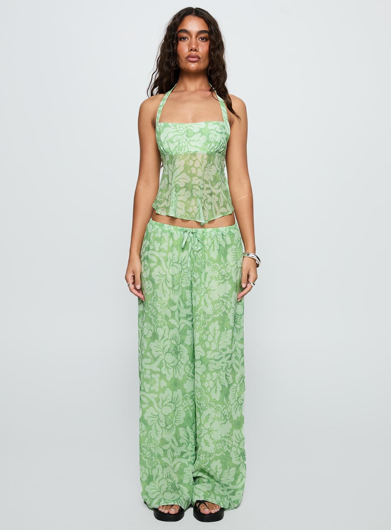 Finesse Pants Green Floral women's pant set by Ellevoria