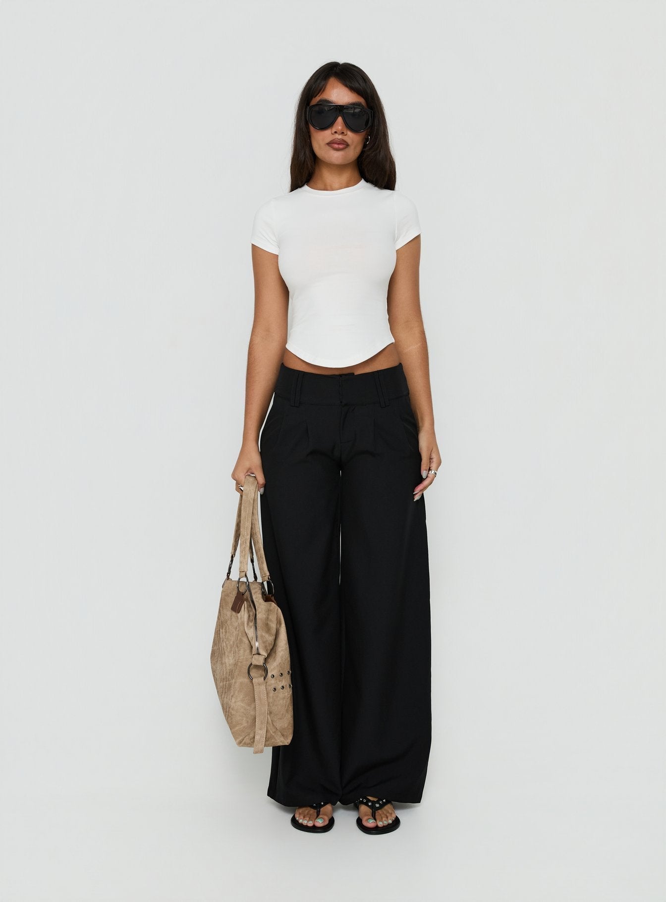 Loved Up Low Rise Baggy Pants Black - loose fit women's bottoms by Ellevoria
